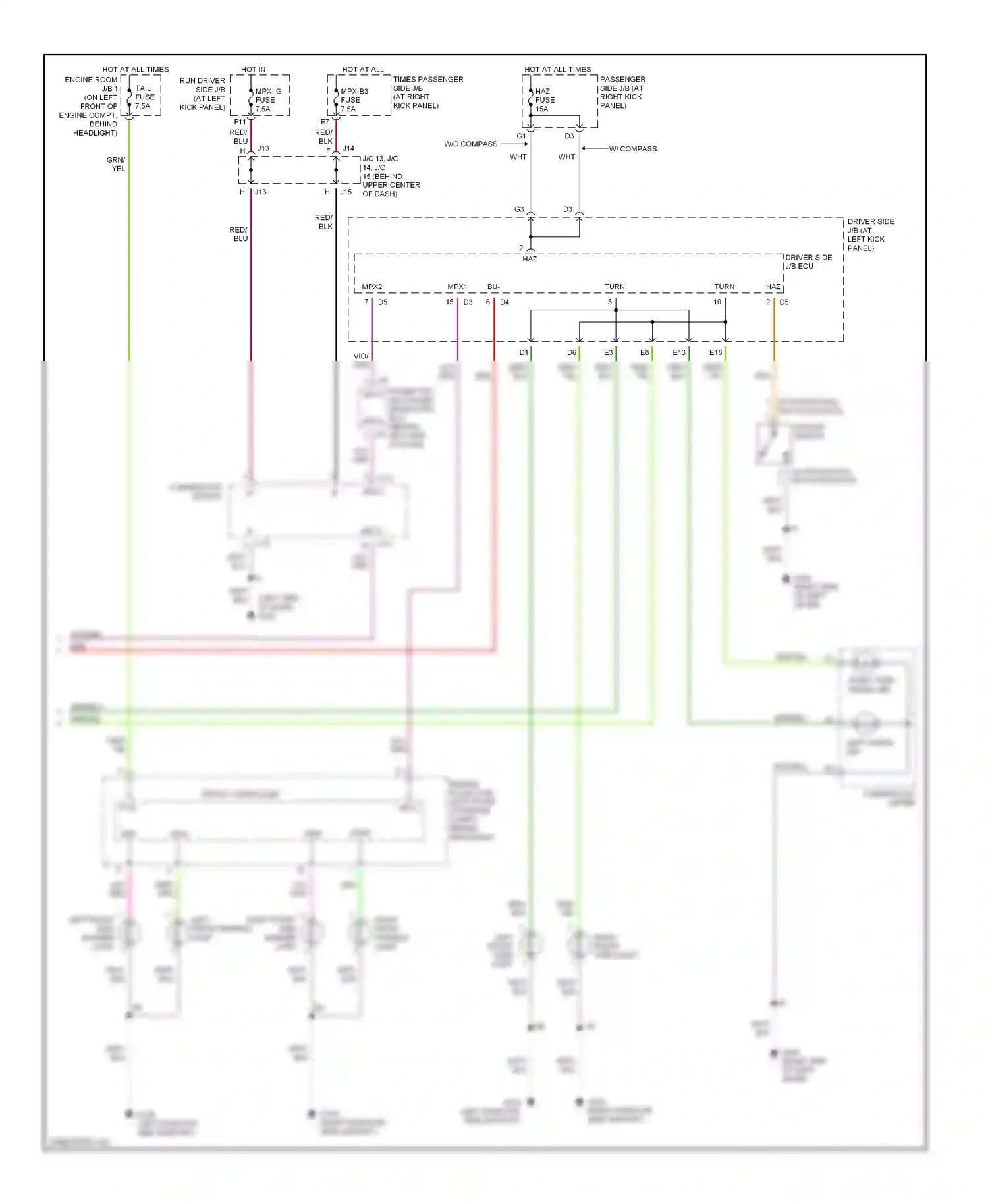 Lexus LS III (2000-2003) left front parking light wiring diagram  (1 of 2)