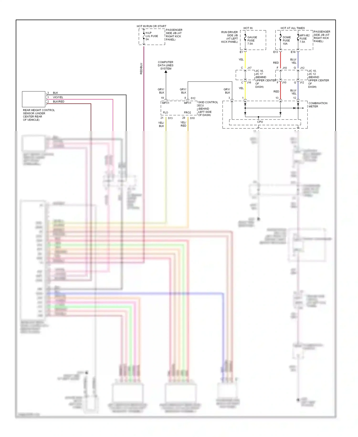 Lexus LS III (2000-2003) left height control sensor (inside left front wheelwell) wiring diagram  (2 of 2)