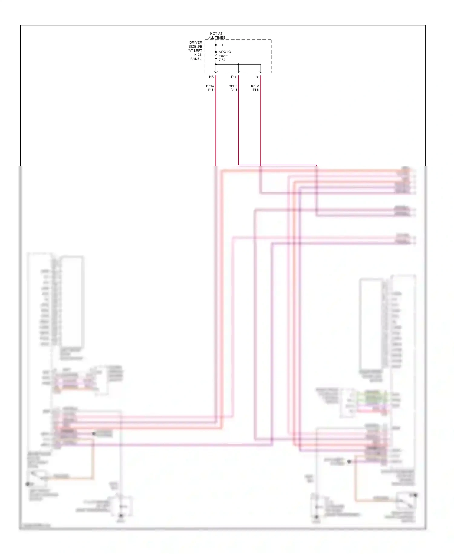 Lexus LS III (2000-2003) right front door lock control switch wiring diagram  (2 of 2)