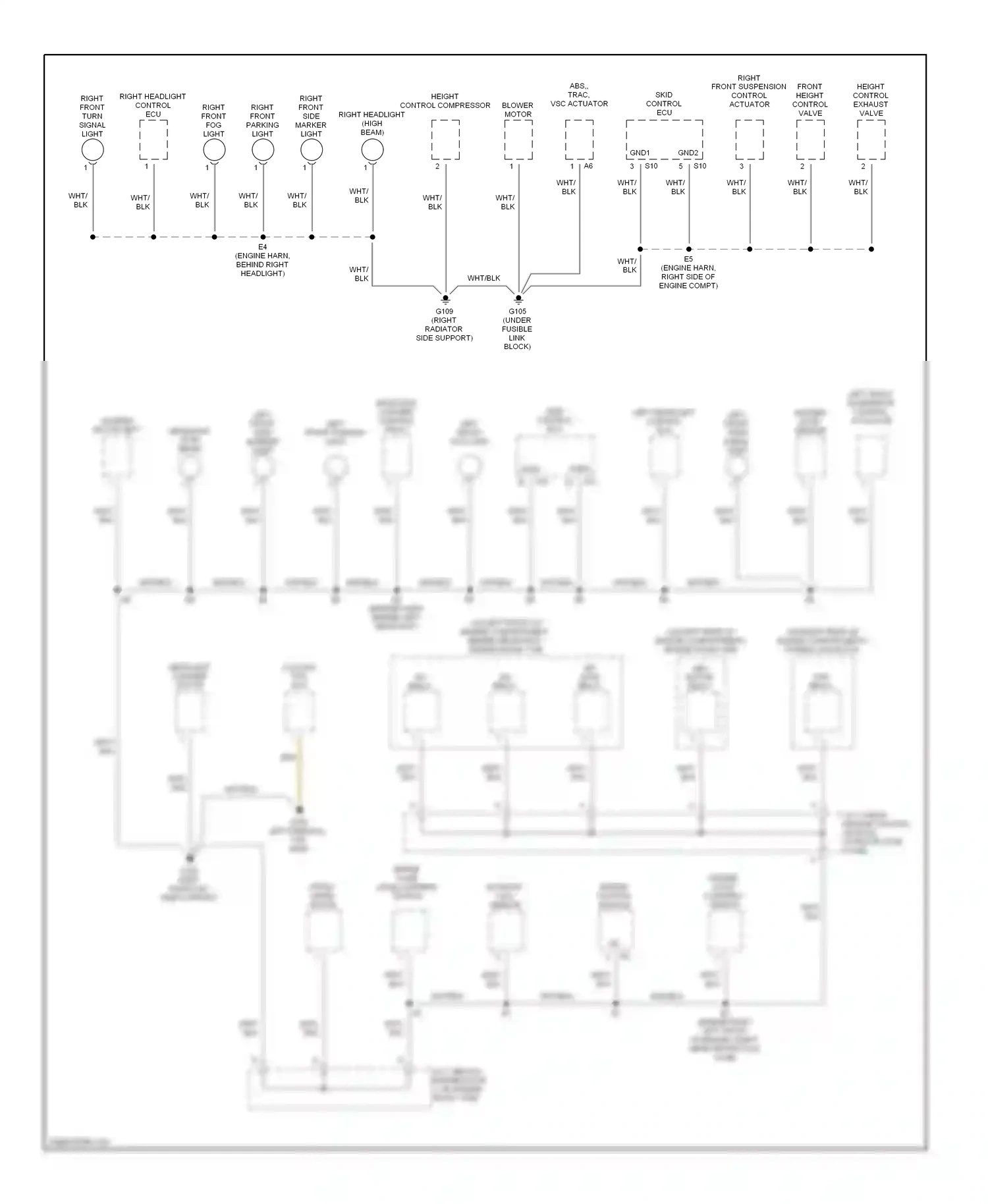 Lexus LS III (2000-2003) right front side marker light wiring diagram  (1 of 1)