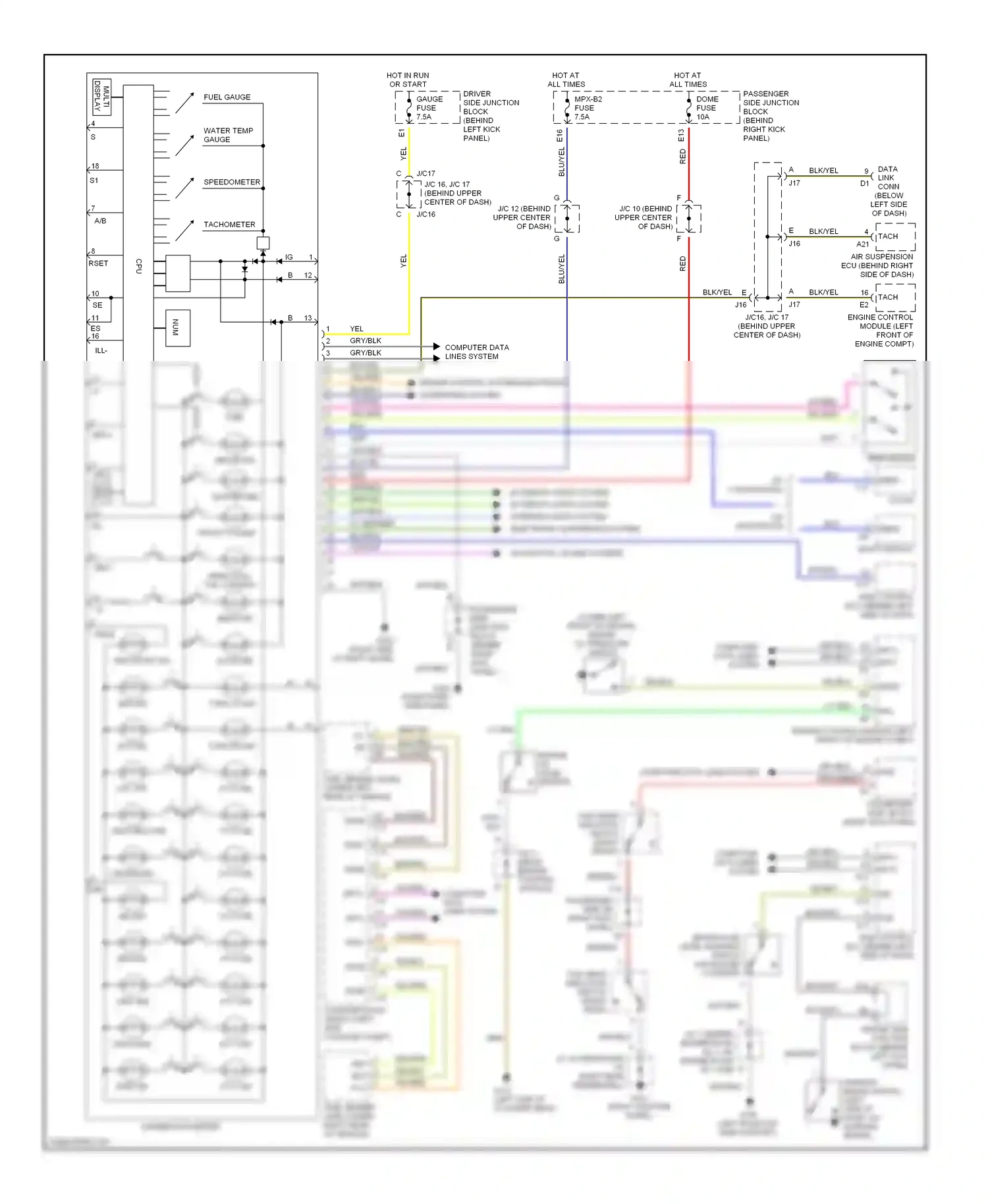 Lexus LS III (2000-2003) right quarter panel wiring diagram  (1 of 2)