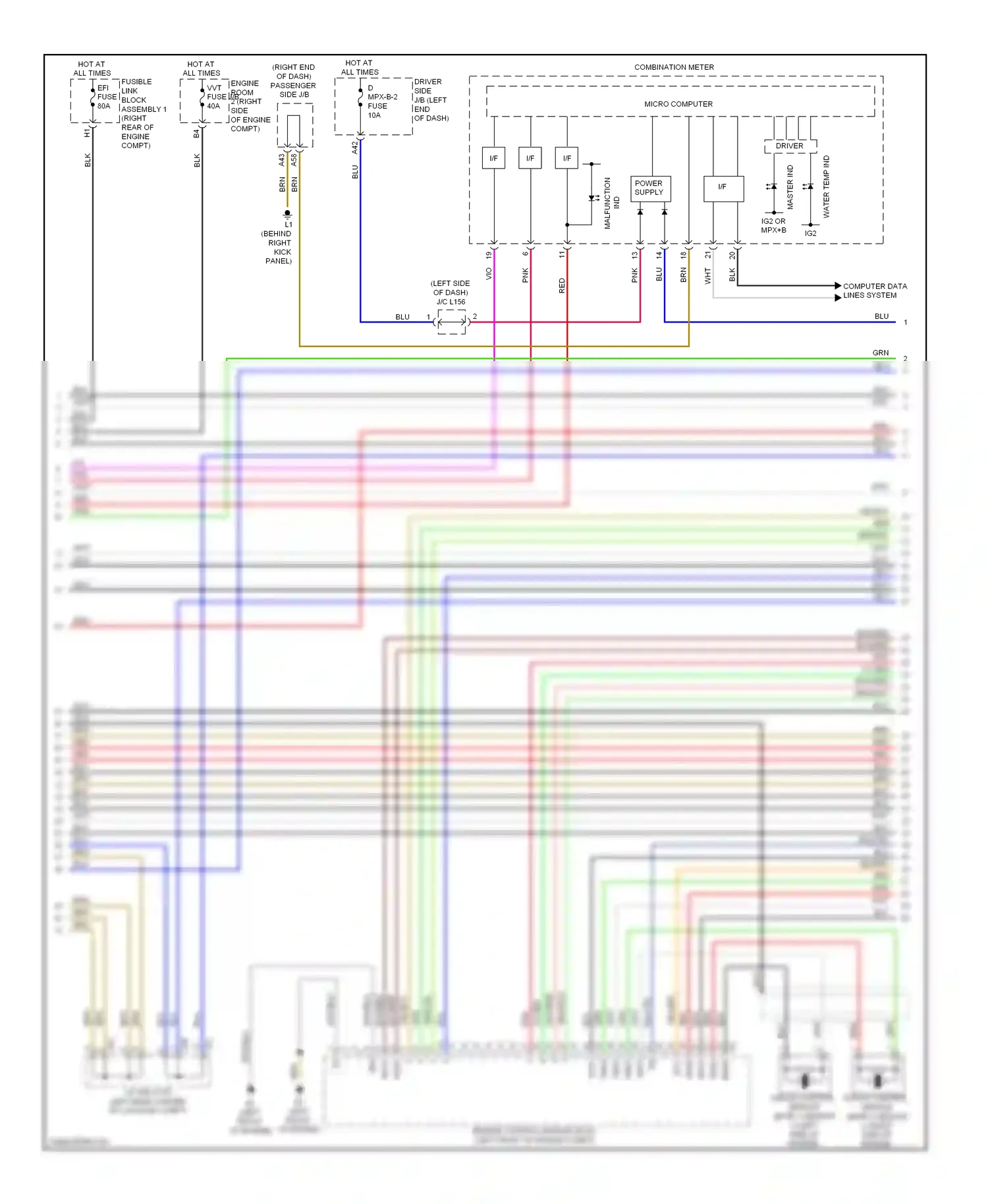 Lexus LS IV (2006-2012) (behind right kick panel) wiring diagram  (1 of 1)
