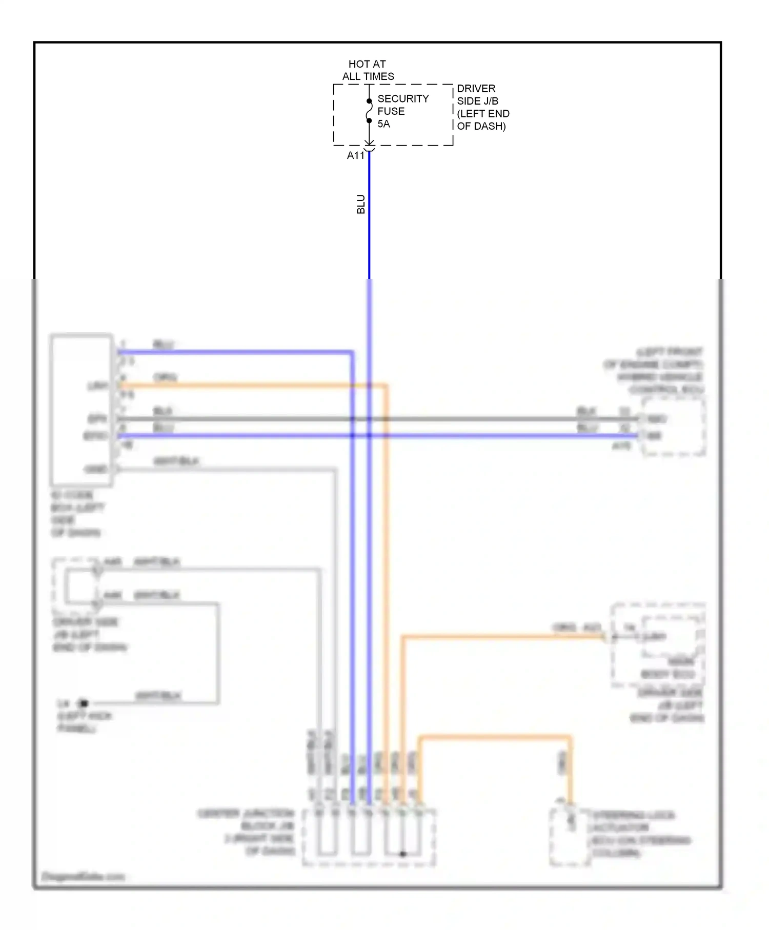 Lexus LS IV (2006-2012) id code box (left side of dash) wiring diagram  (1 of 2)