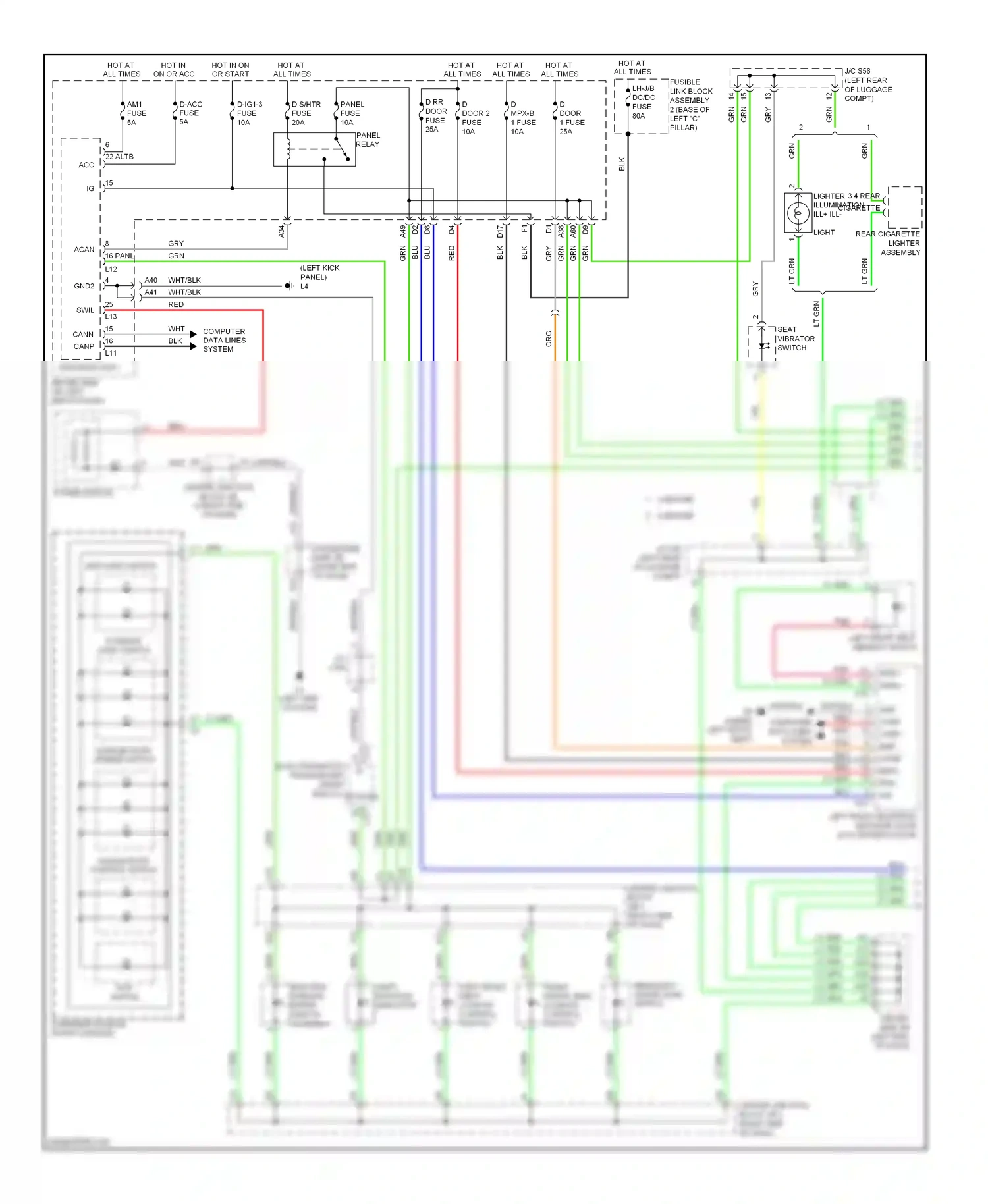 Lexus LS IV (2006-2012) (left kick panel) wiring diagram  (69 of 74)