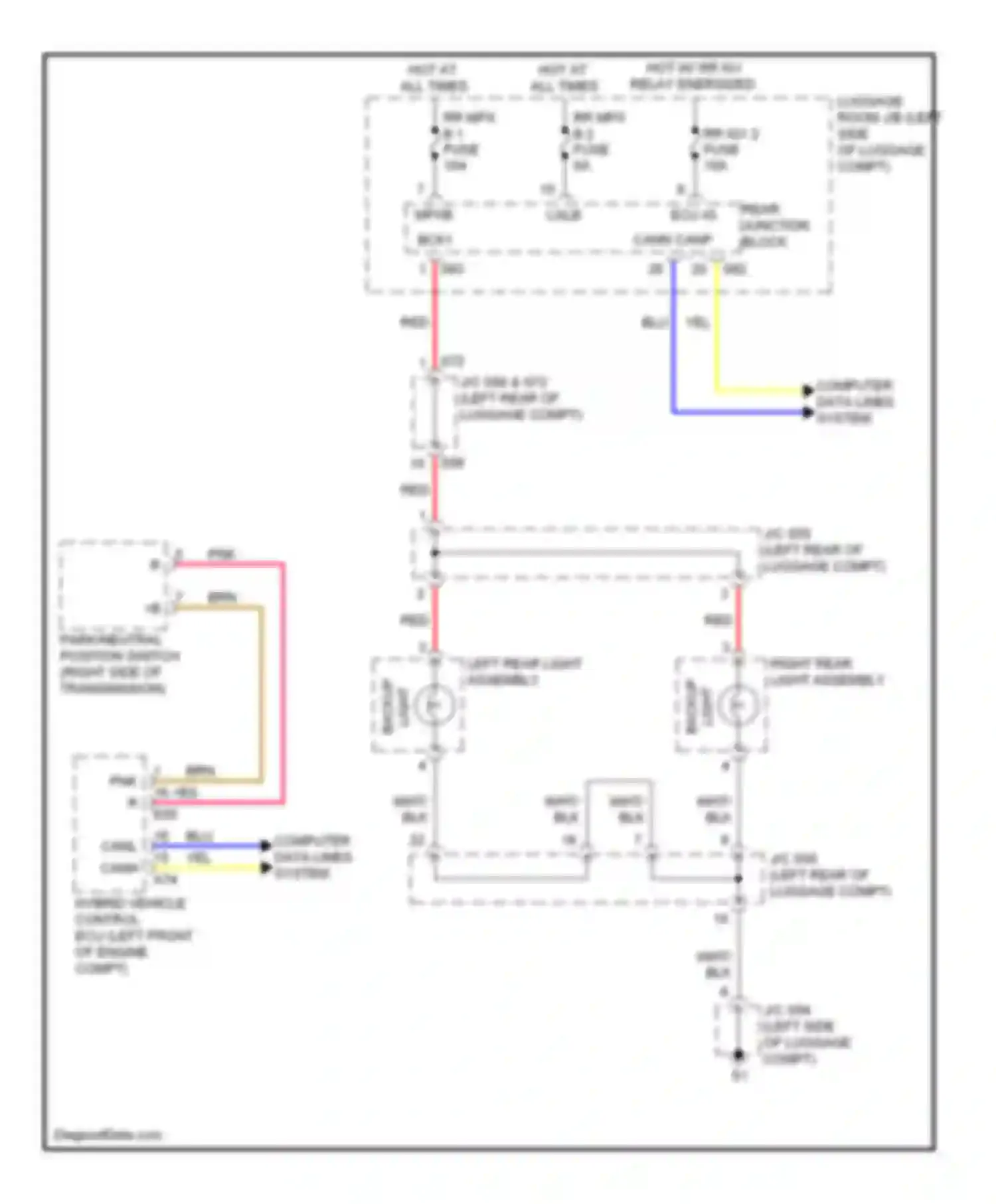Wiring diagram light backup for Lexus LS IV (2006-2012) (1 of 1)
