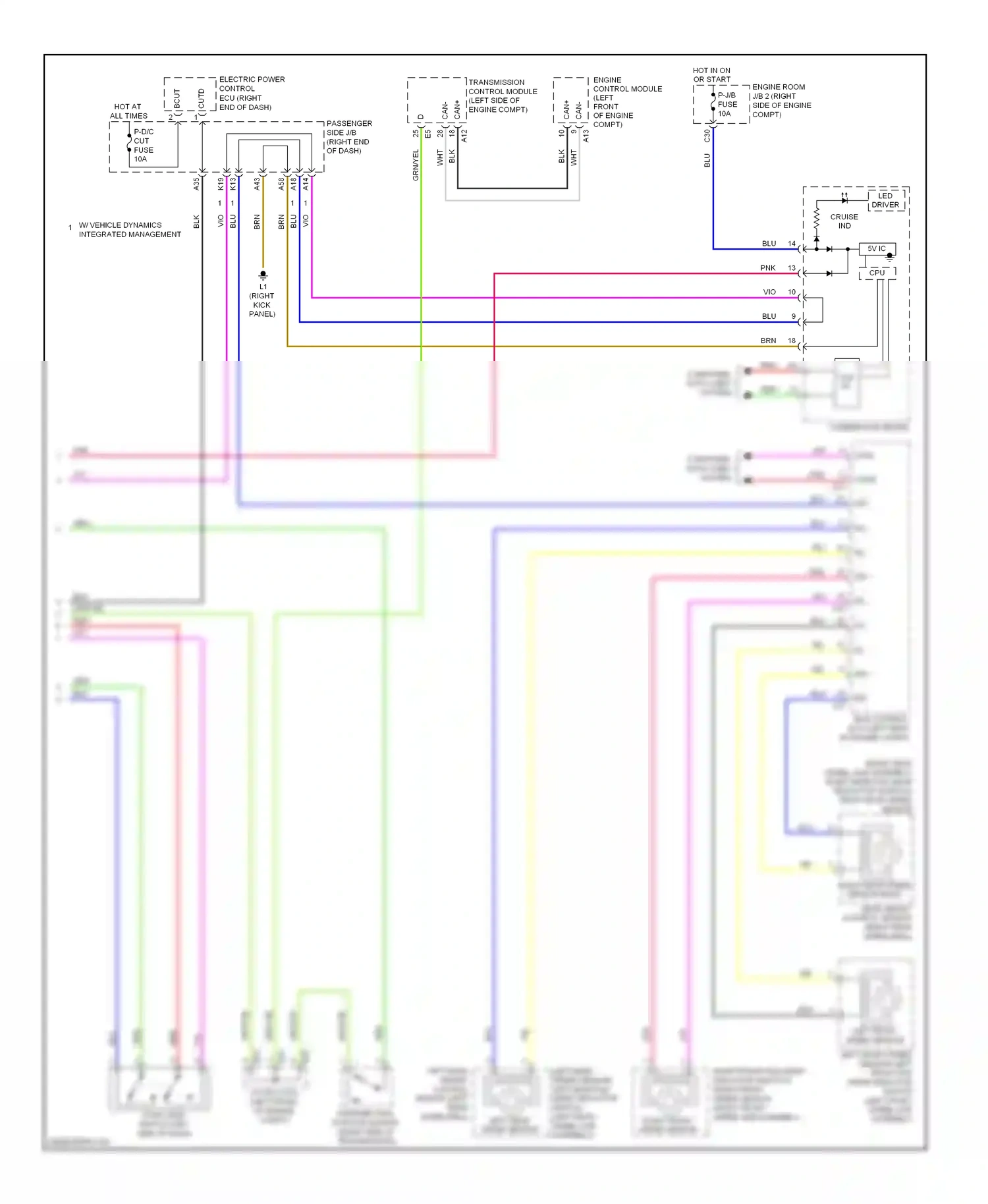 Lexus LS IV (2006-2012) (right kick panel) wiring diagram  (6 of 49)