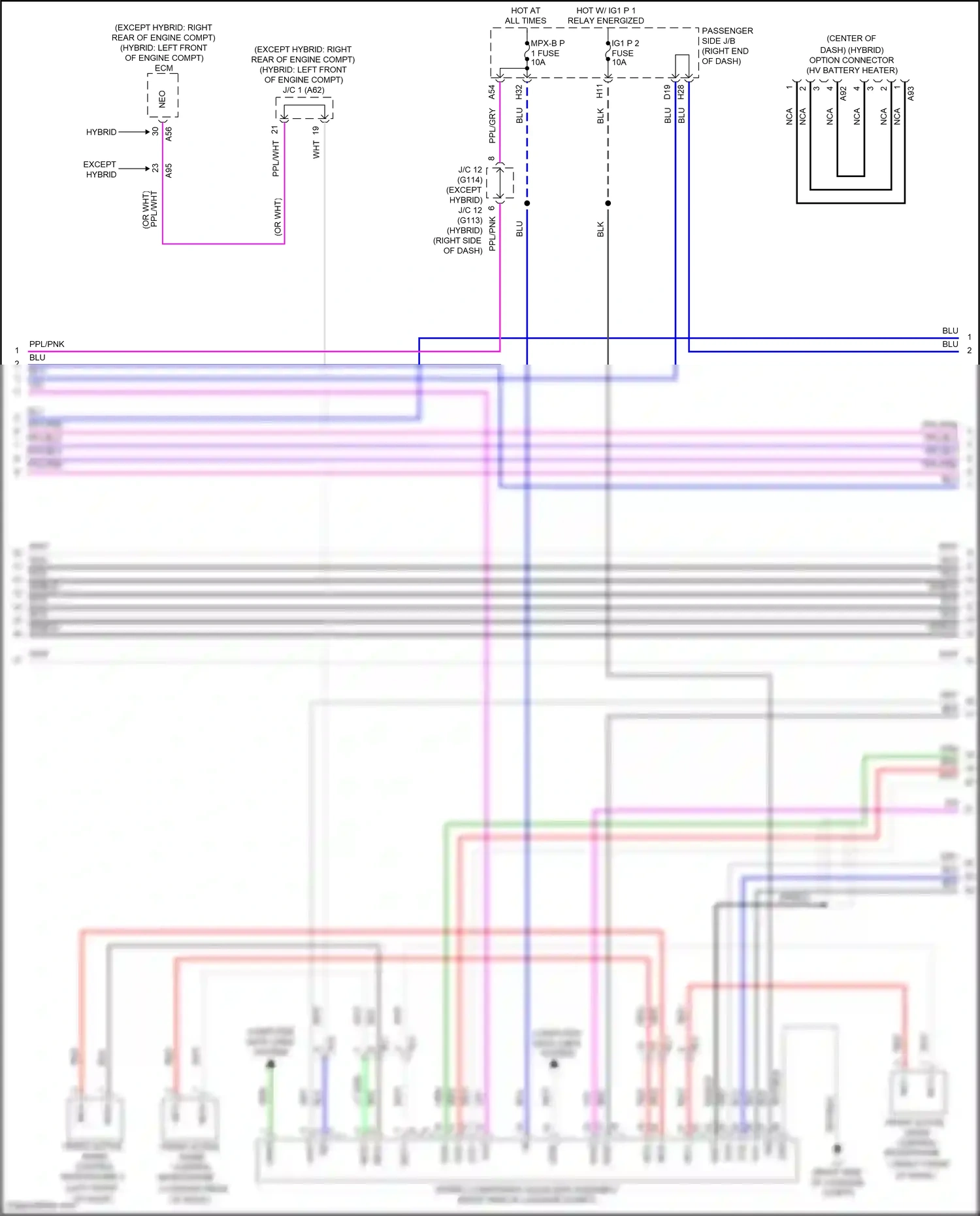 Lexus LS V facelift (2021-2024) front active wiring diagram  (1 of 2)