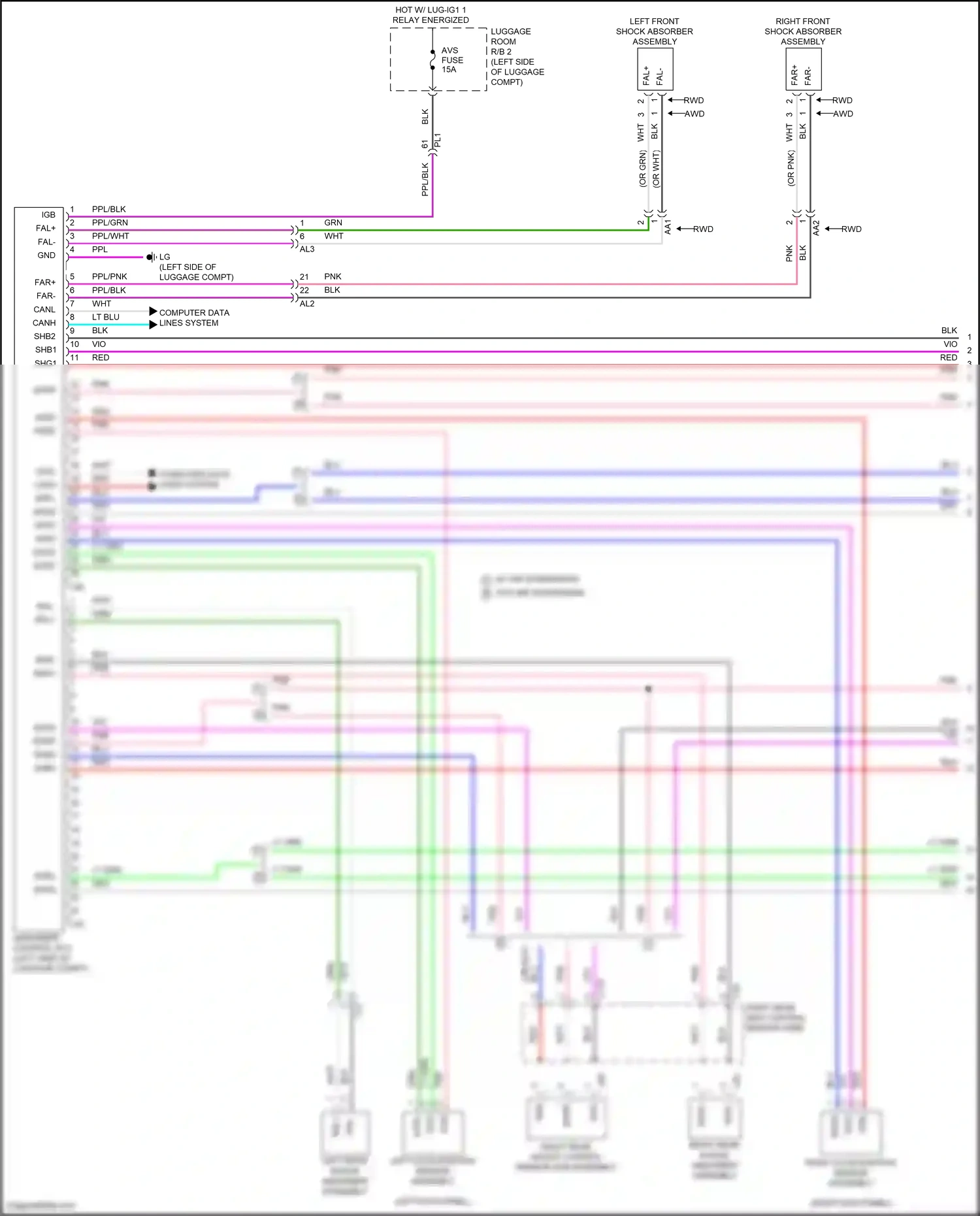 Lexus LS V facelift (2021-2024) left acceleration sensor assembly wiring diagram  (1 of 1)