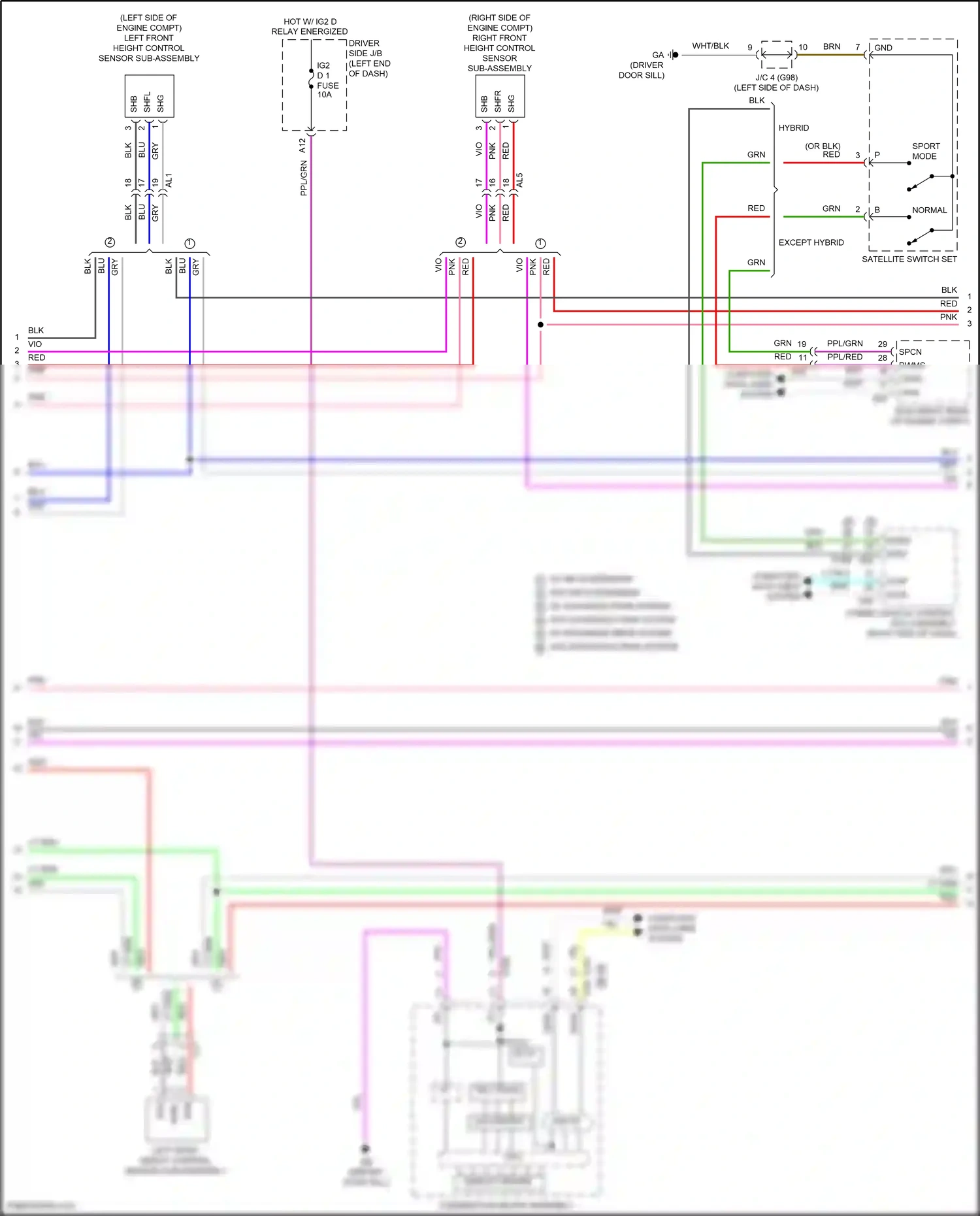 Lexus LS V facelift (2021-2024) left front height control sensor sub-assembly wiring diagram  (1 of 1)