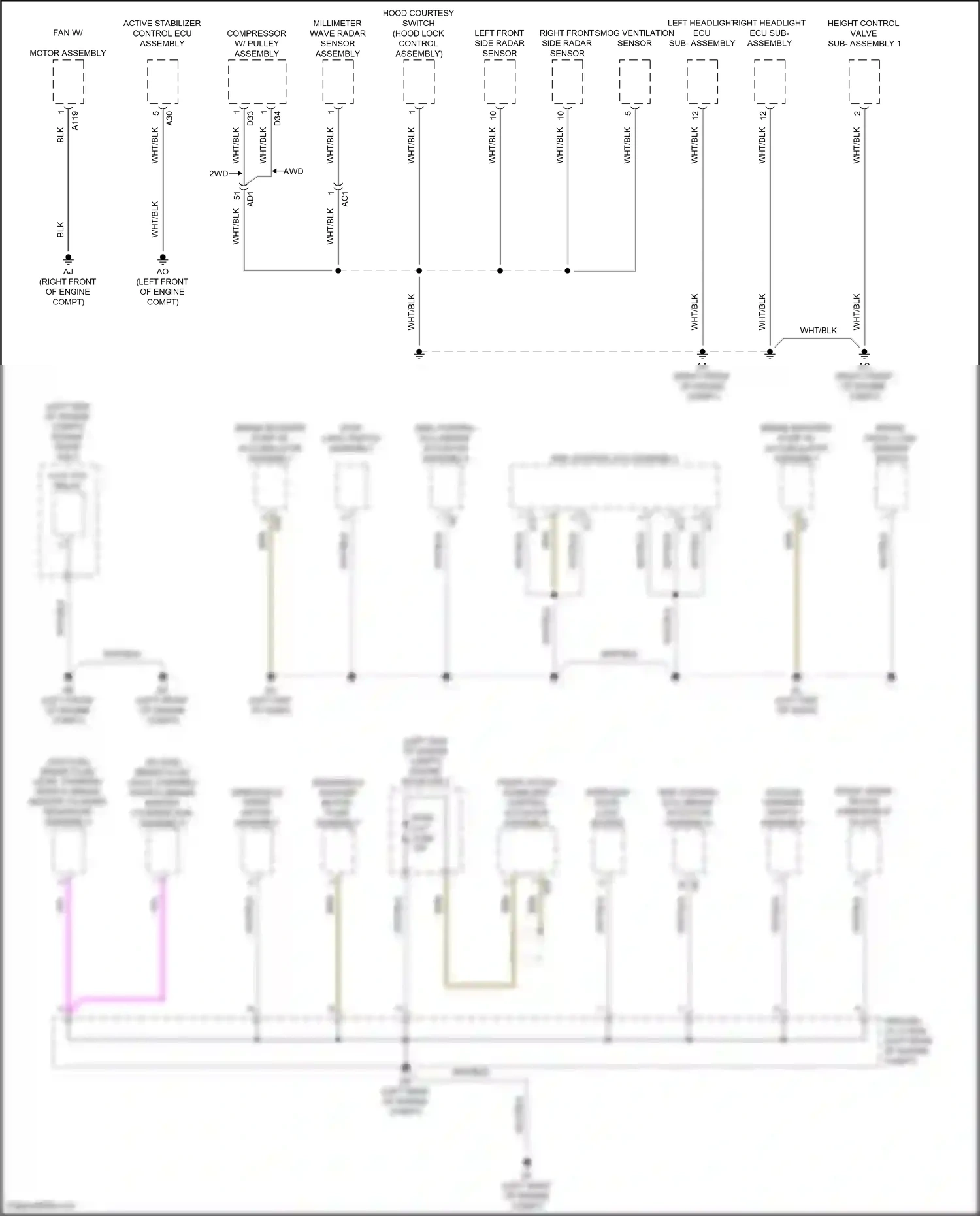 Lexus LS V facelift (2021-2024) left front side radar sensor wiring diagram  (6 of 7)