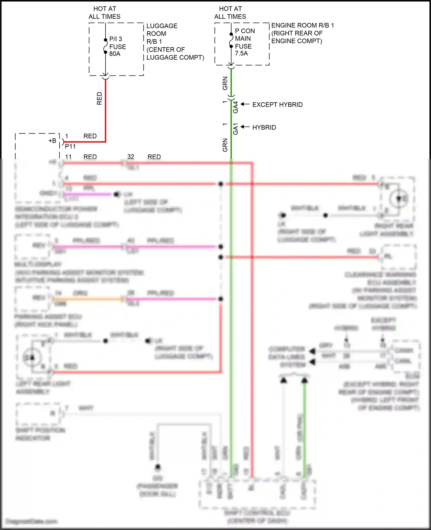 Lexus LS V facelift (2021-2024) shift position indicator wiring diagram  (1 of 7)