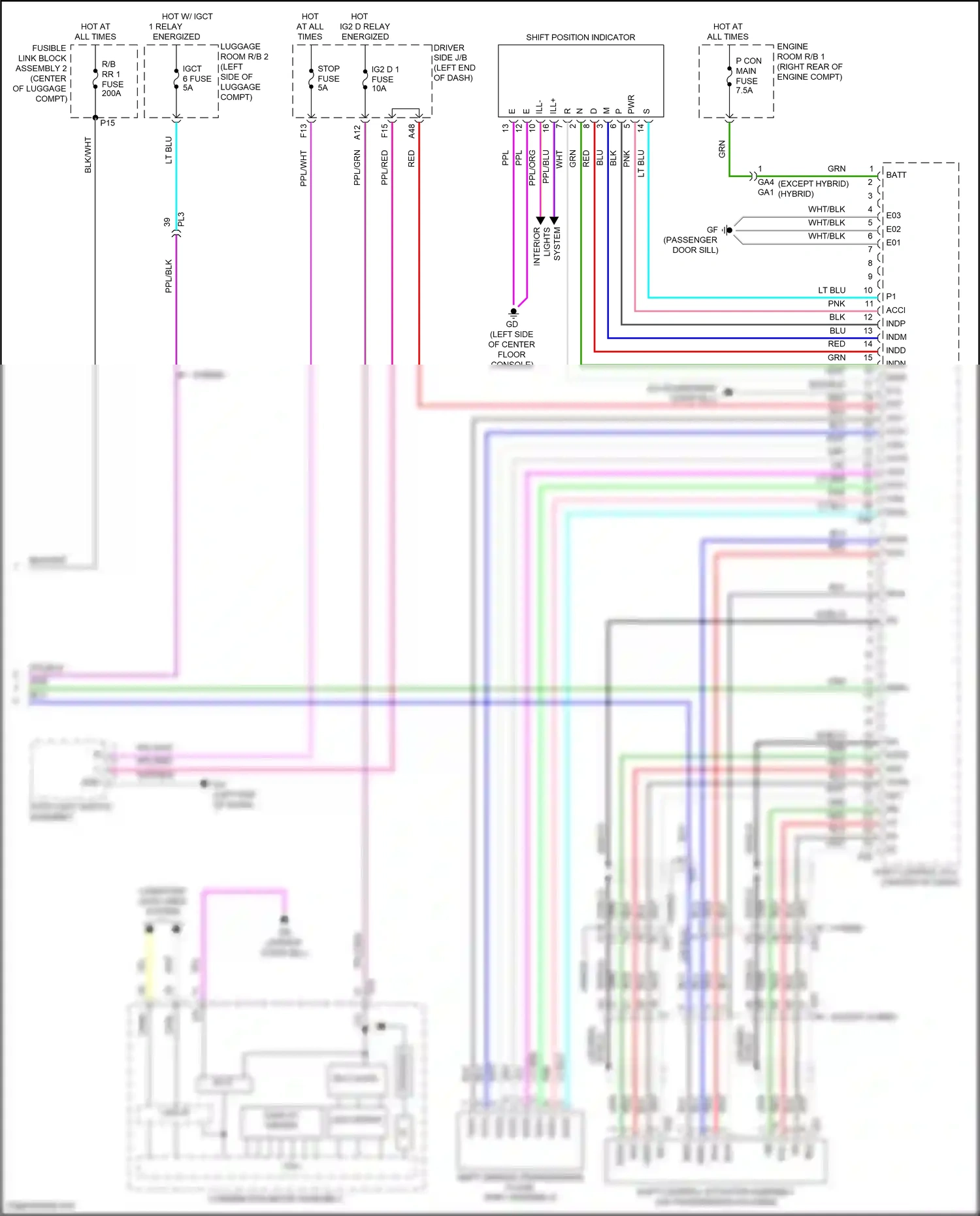 Lexus LS V facelift (2021-2024) shift position indicator wiring diagram  (5 of 7)