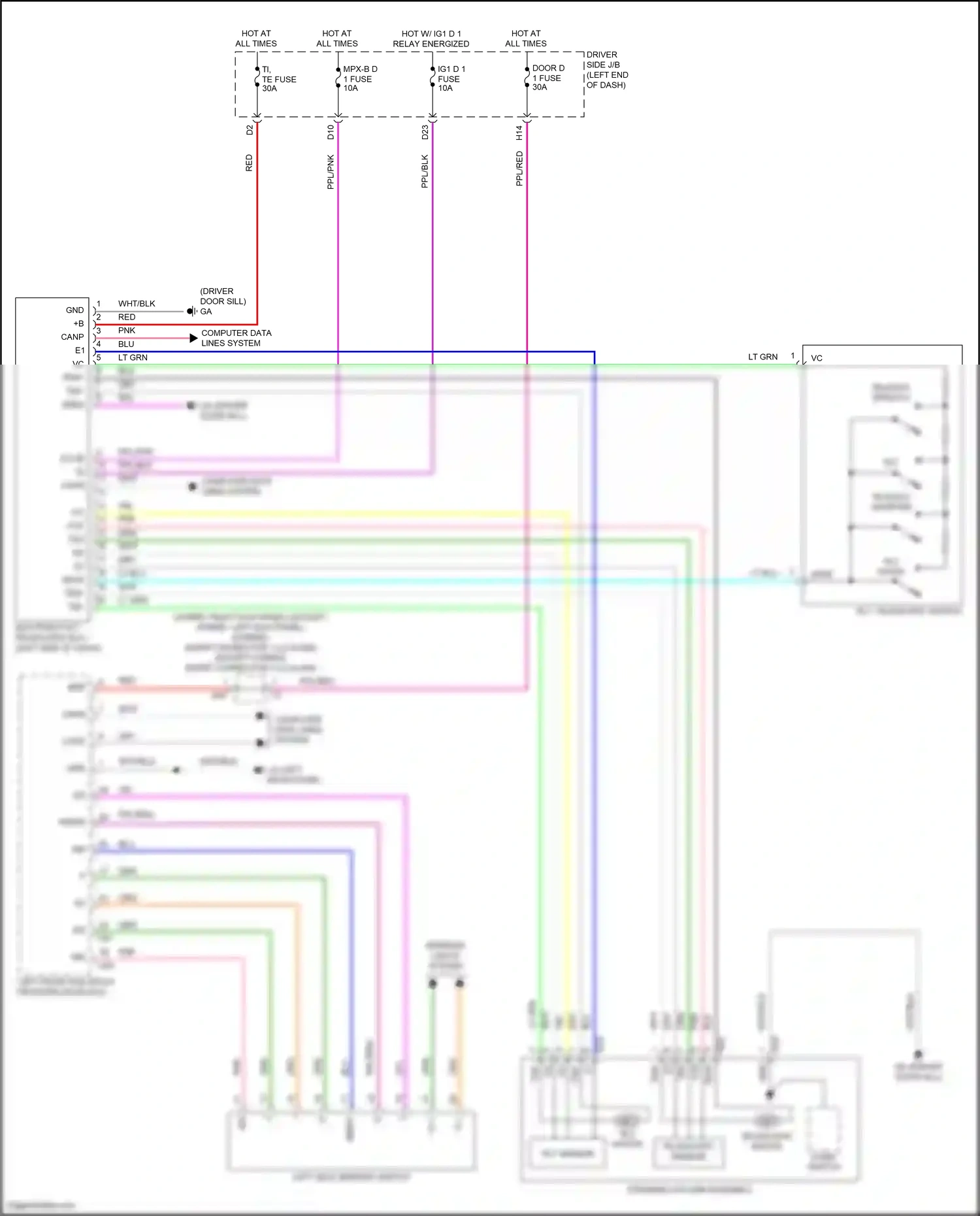Lexus LS V (2017-2021) horn switch wiring diagram  (2 of 2)