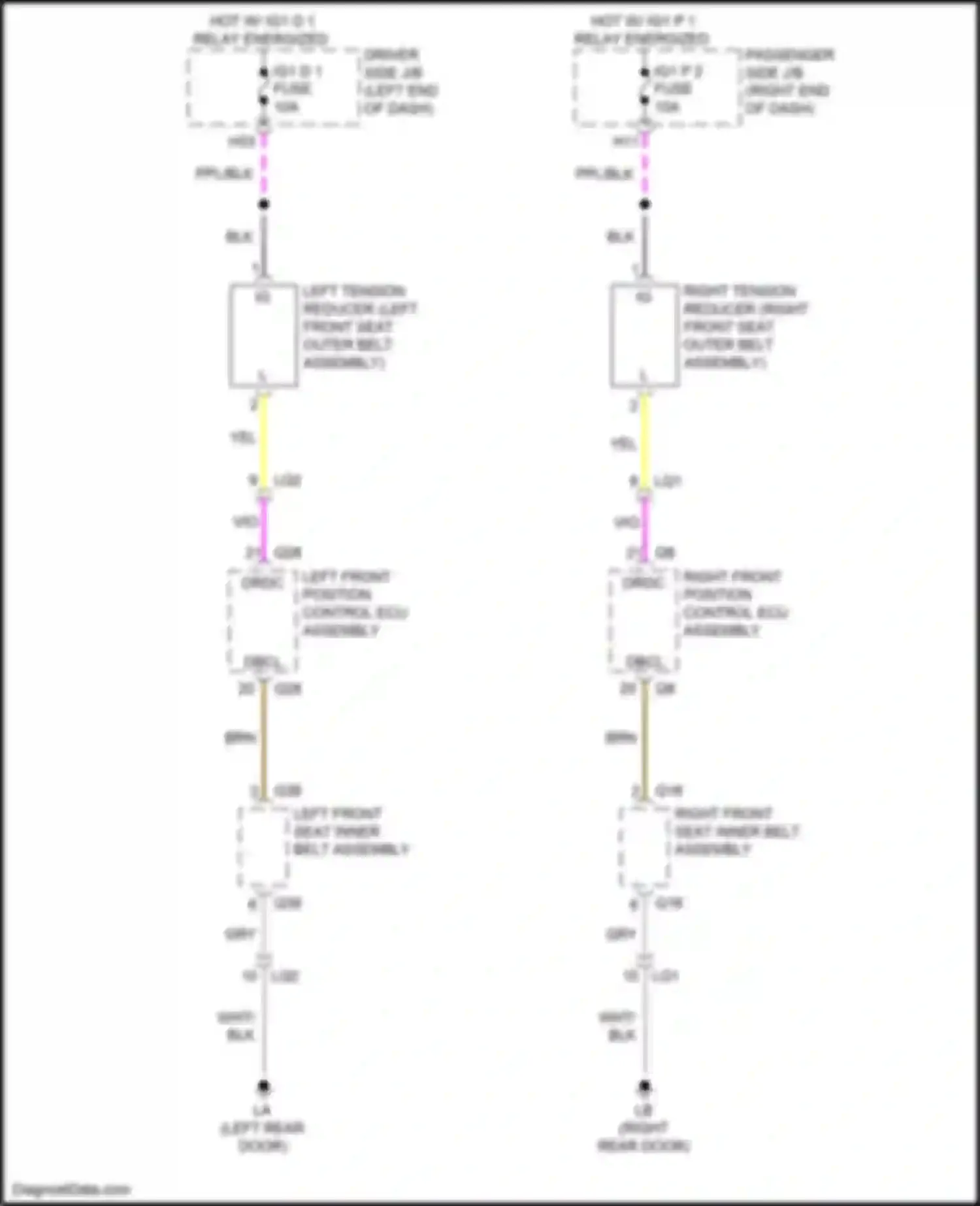 Wiring diagram left front seat inner belt assembly for Lexus LS V (2017-2021) (4 of 6)