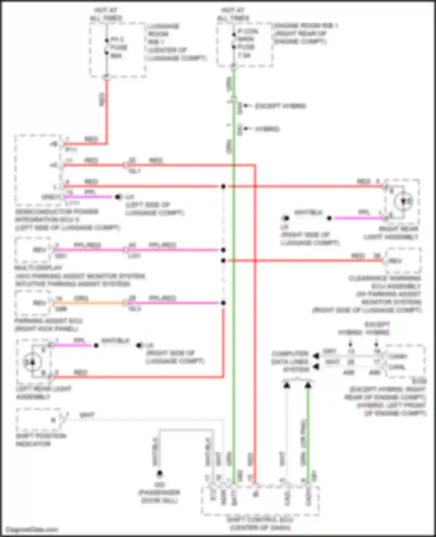 Wiring diagram left rear light assembly for Lexus LS V (2017-2021) (1 of 5)