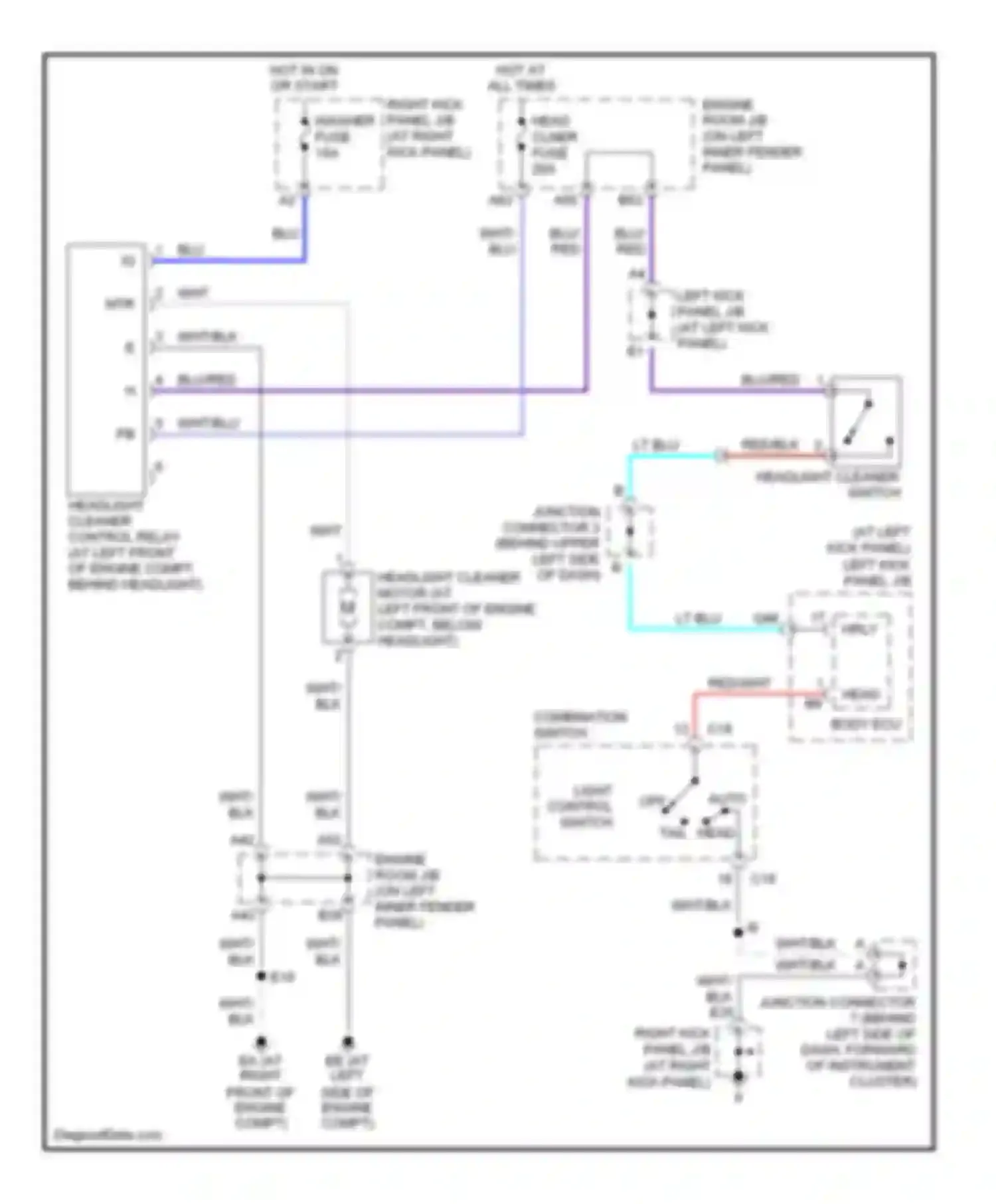 Wiring diagram combination switch for Lexus LX J100 facelift (2002-2007) (12 of 15)