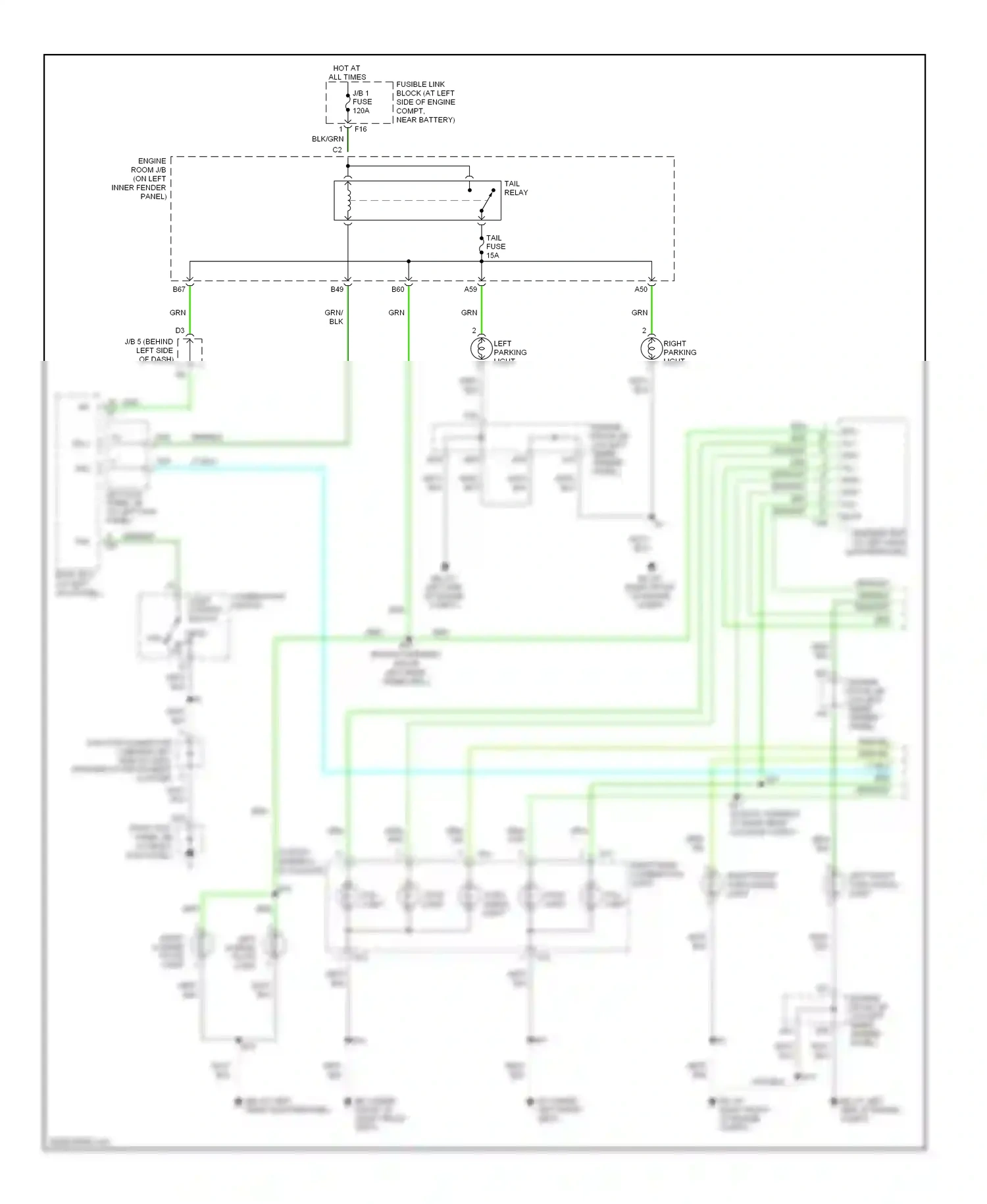 Lexus LX J100 facelift (2002-2007) tail wiring diagram  (1 of 2)