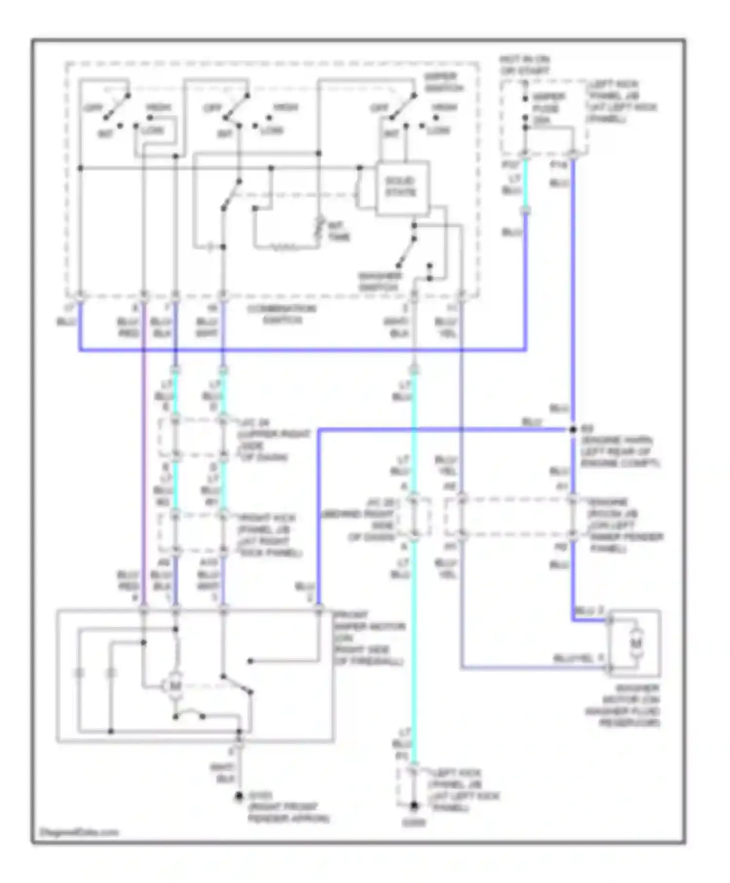 LX Lexus J100 (1998-2002): Front wiper/washer circuit