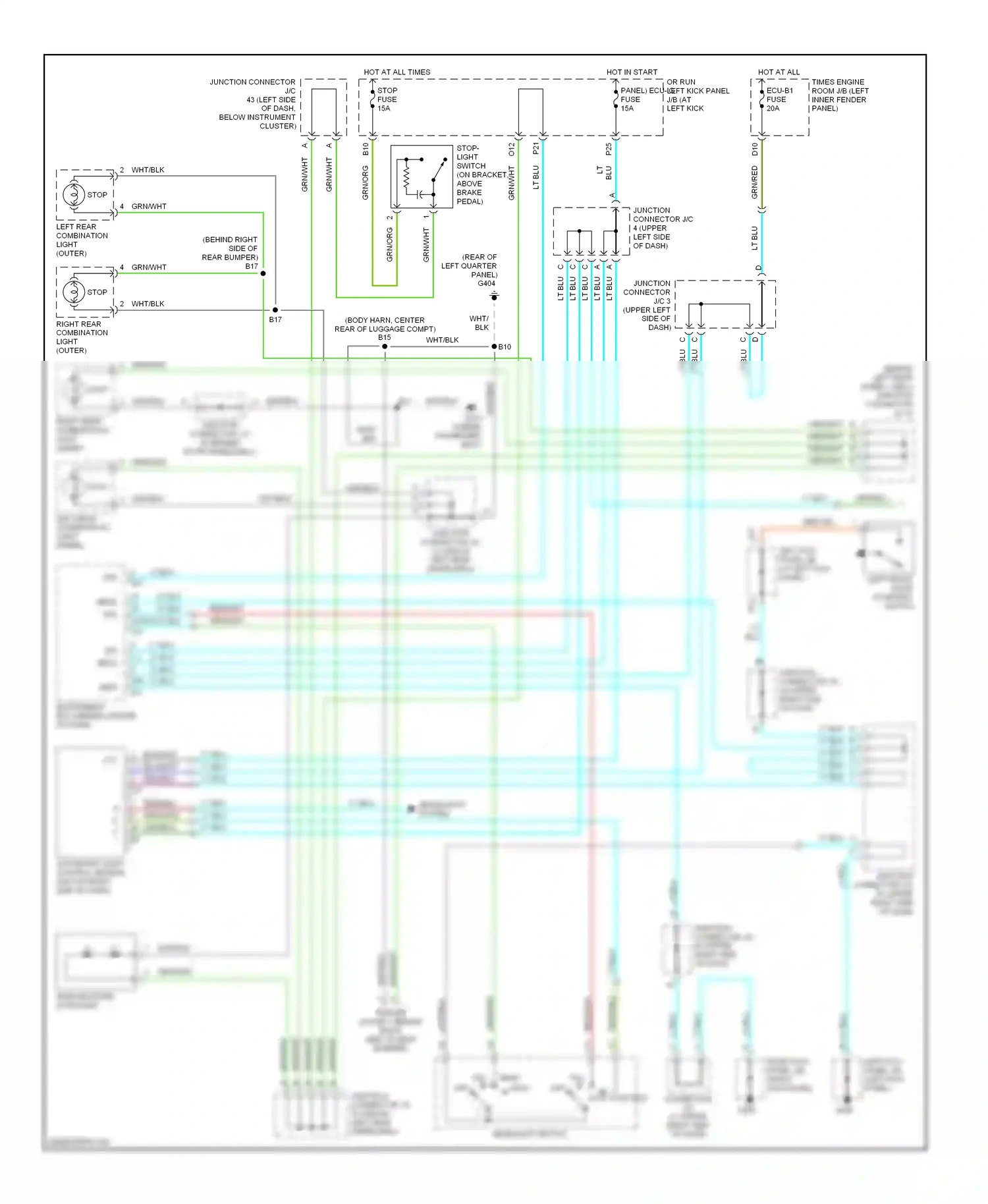 Lexus LX J100 (1998-2002) automatic light control sensor (on top right side of dash) wiring diagram  (1 of 2)