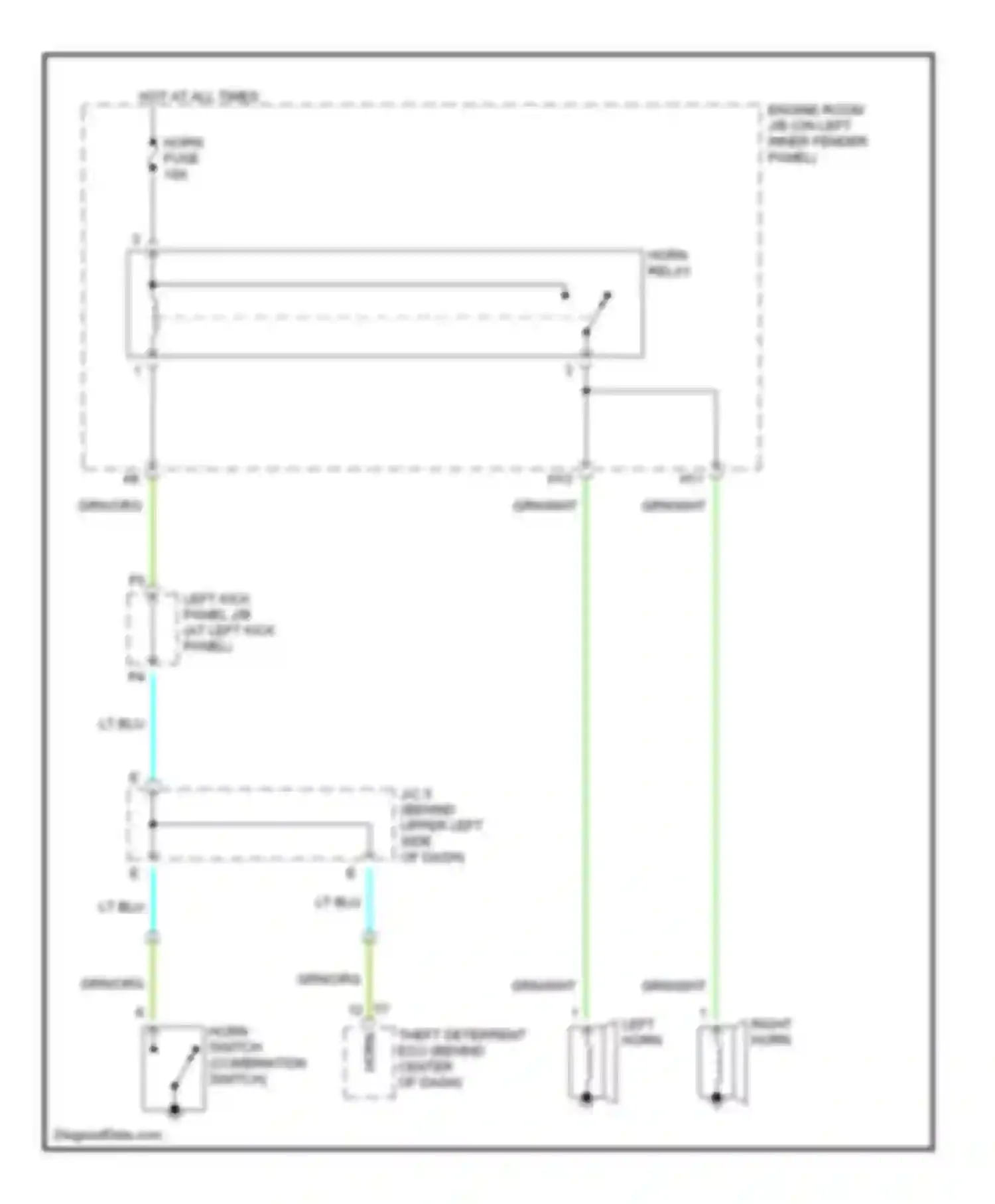 Wiring diagram horn relay for Lexus LX J100 (1998-2002) (1 of 2)