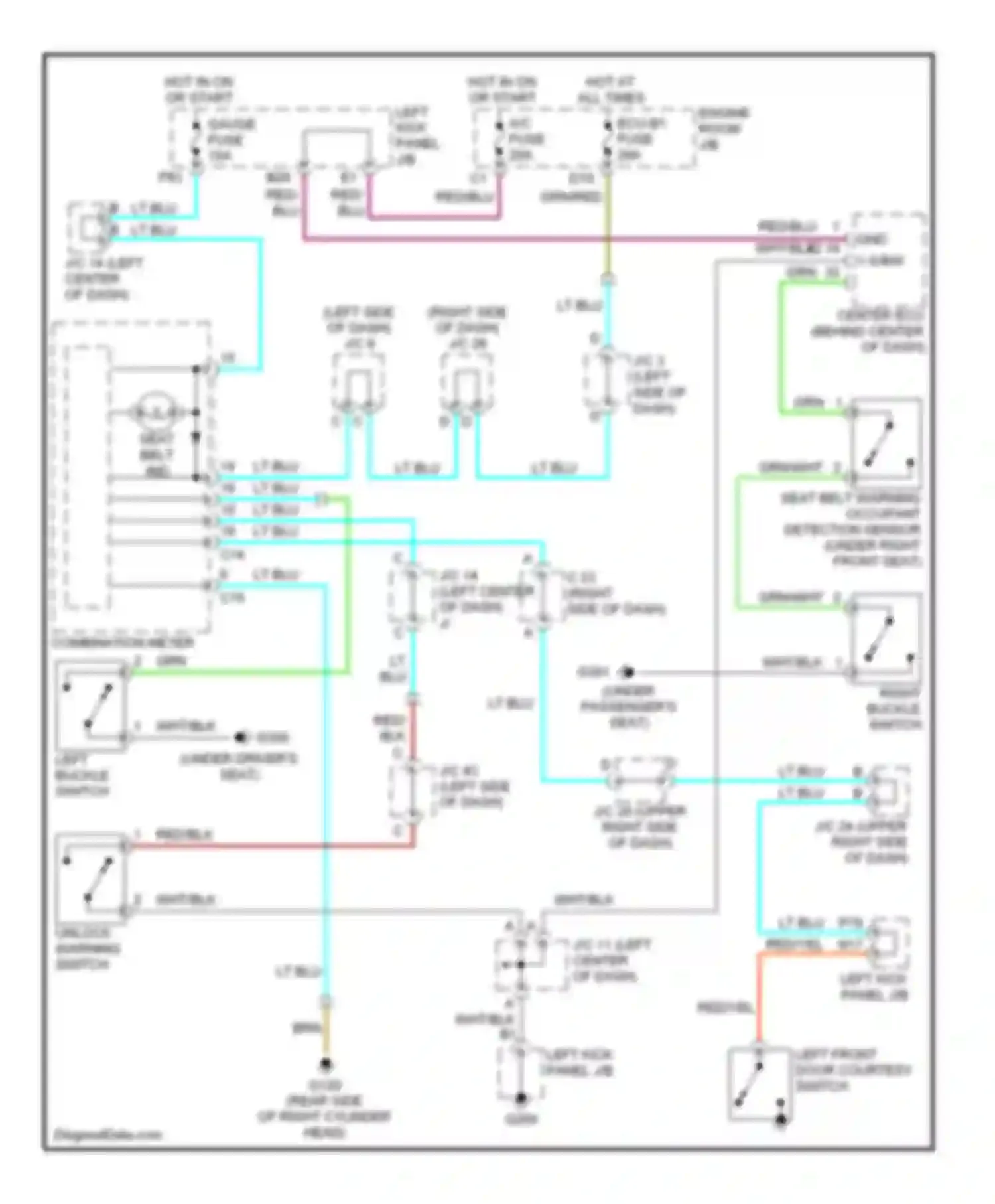 Wiring diagram right buckle switch for Lexus LX J100 (1998-2002) (2 of 2)