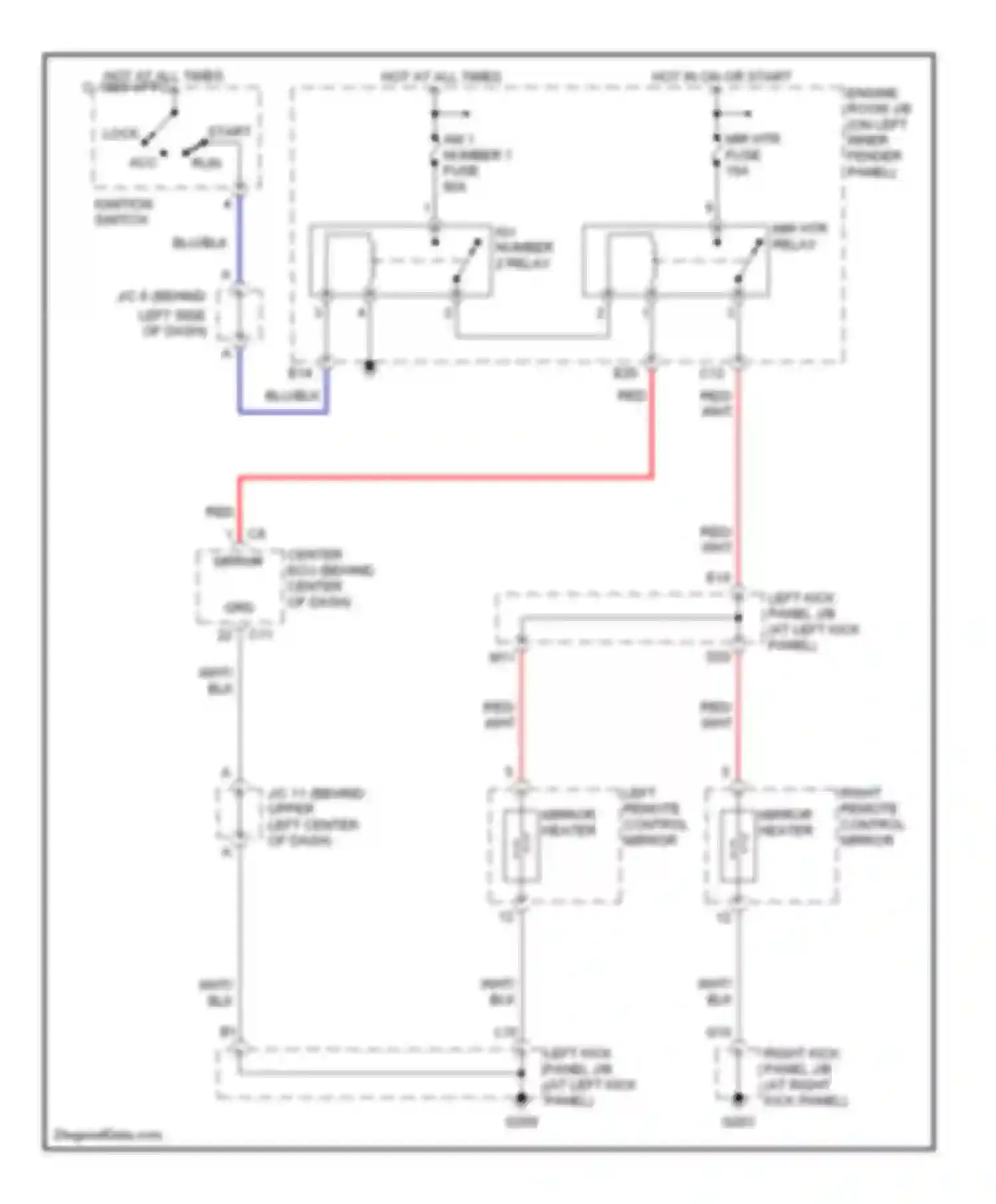 Wiring diagram right remote control mirror for Lexus LX J100 (1998-2002) (2 of 3)