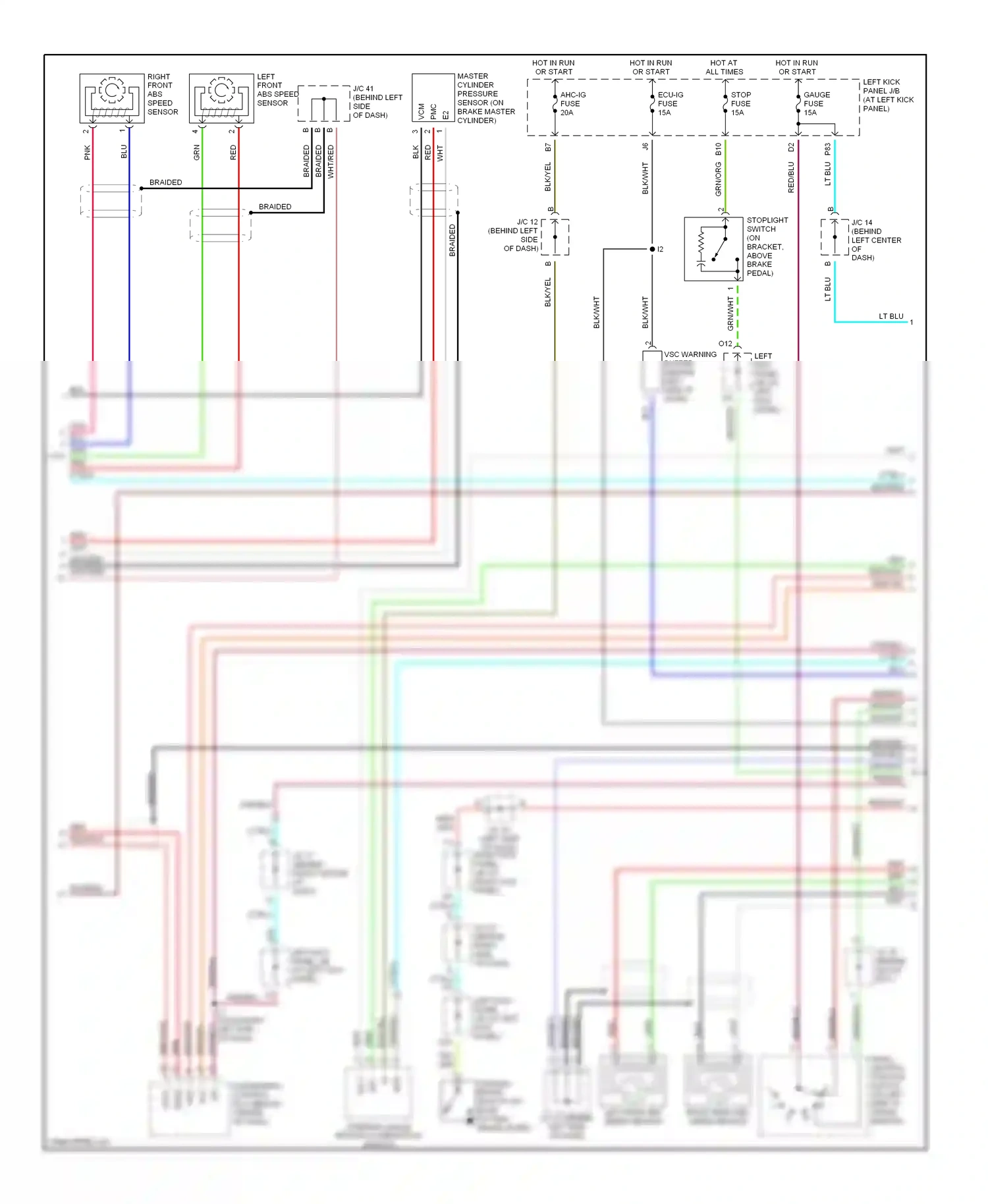 Lexus LX J100 (1998-2002) steering angle sensor (combination switch) wiring diagram  (1 of 1)