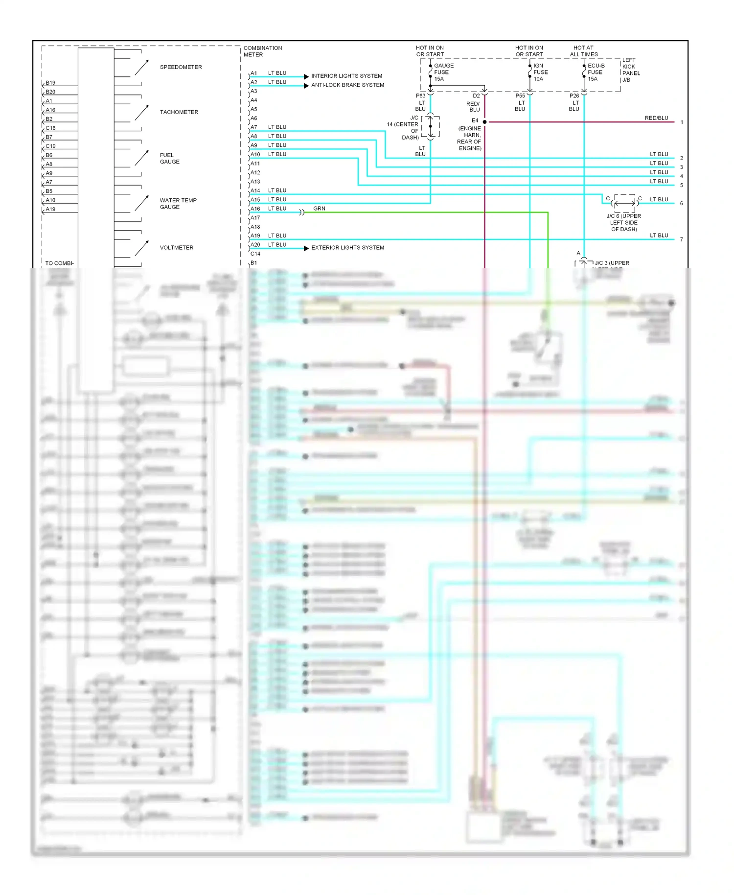 Lexus LX J100 (1998-2002) voltmeter wiring diagram  (1 of 1)