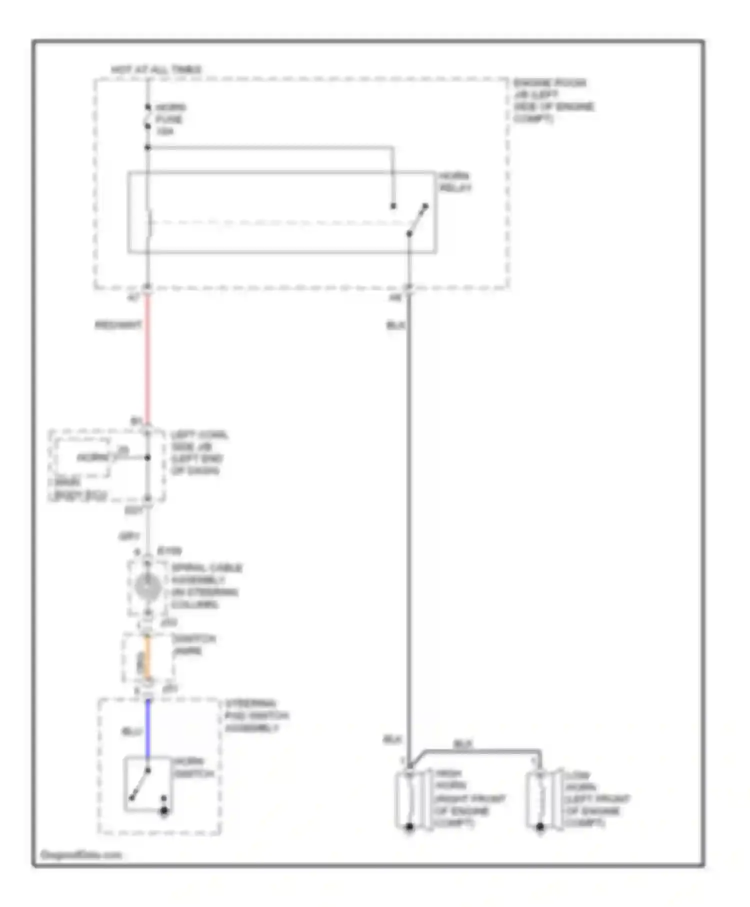 Wiring diagram horn switch for Lexus LX J200 facelift (2012-2015) (1 of 1)