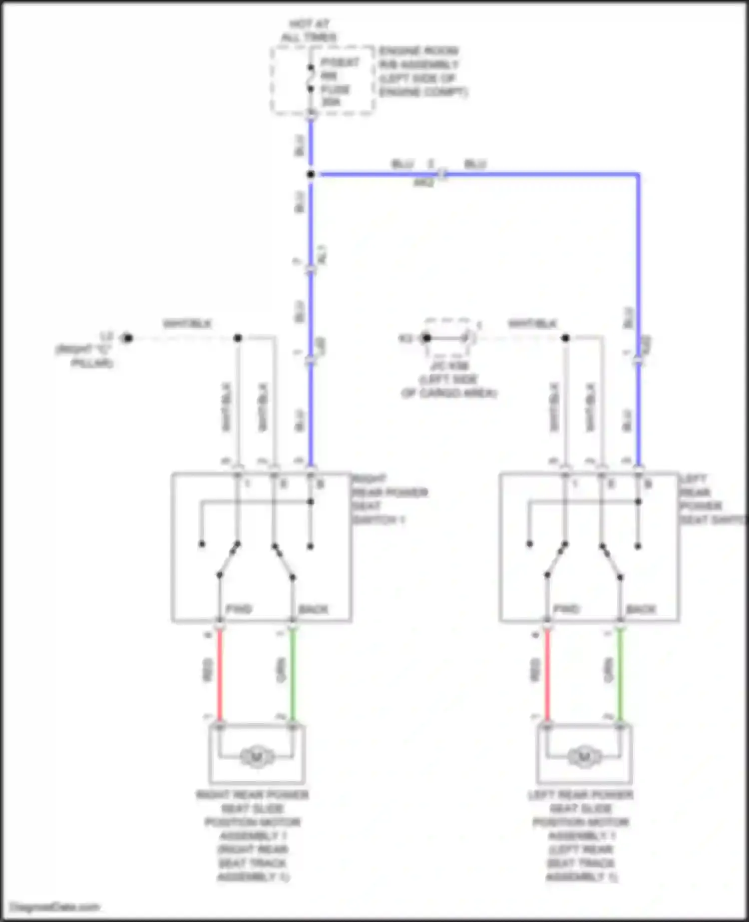LX Lexus J200 facelift 2 (2015-2023): Rear power seat circuit