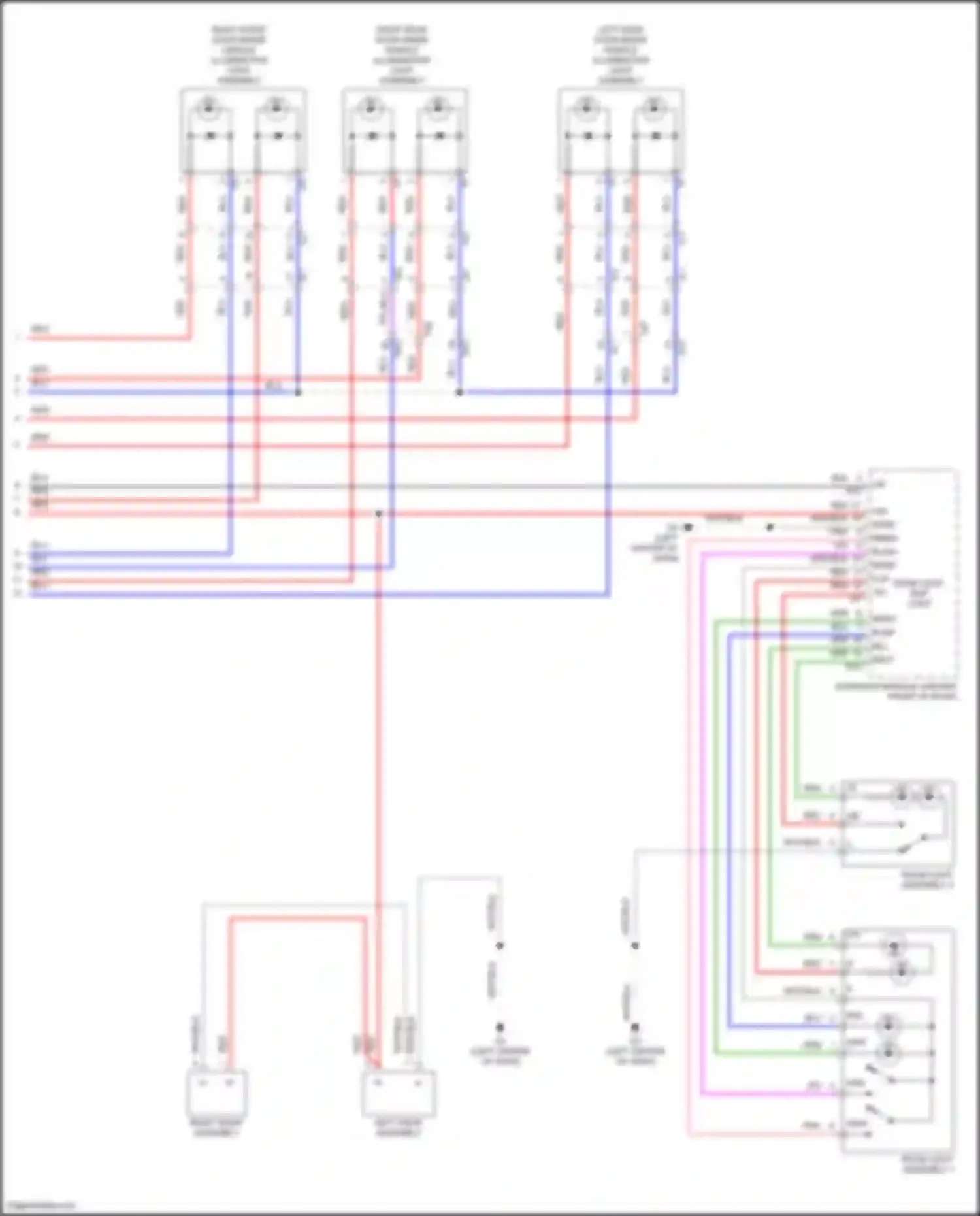 Wiring diagram right front door inside handle illumination light assembly for Lexus LX J200 facelift 2 (2015-2023) (1 of 2)