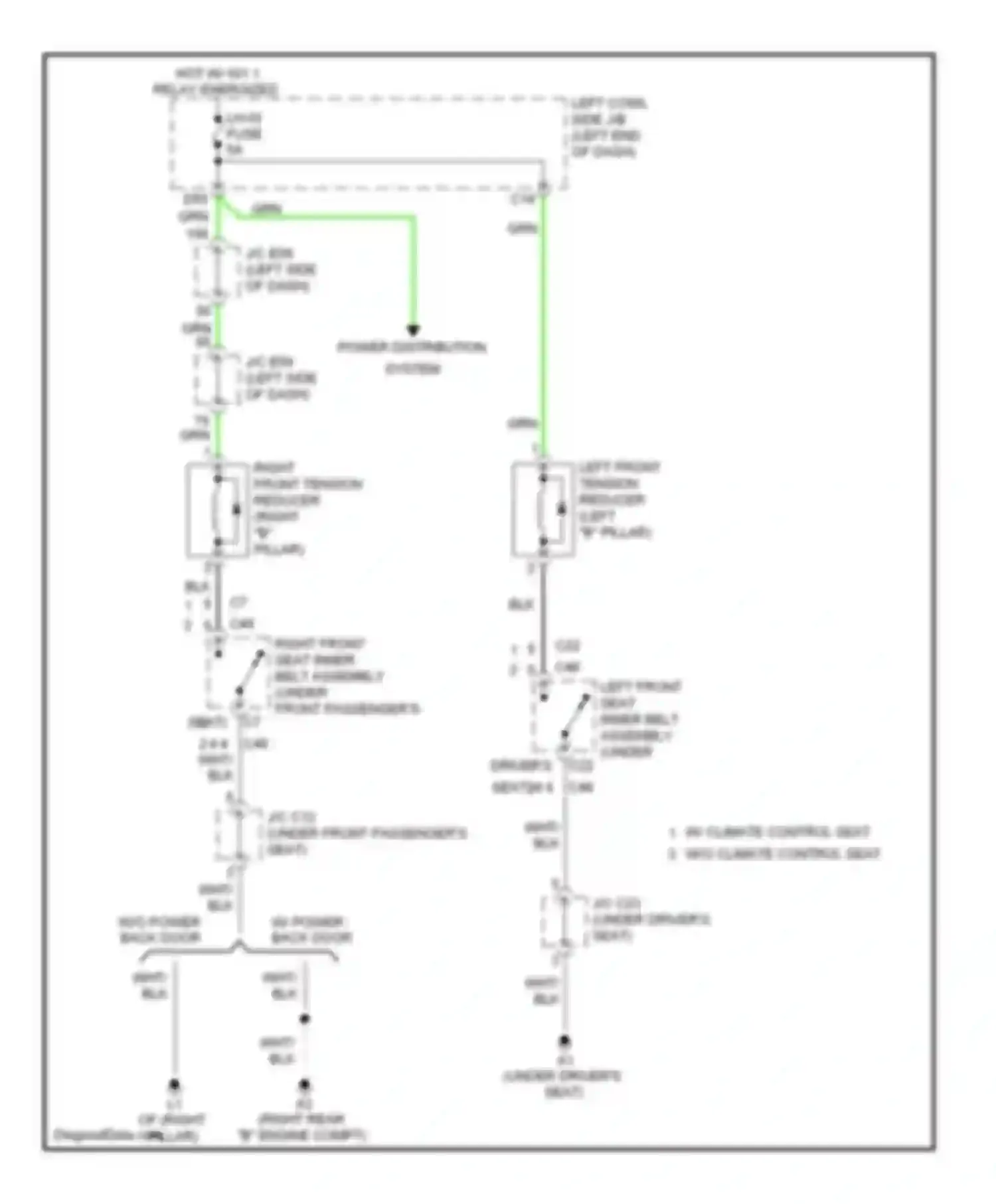 LX Lexus J200 (2007-2012): Passive restraints circuit