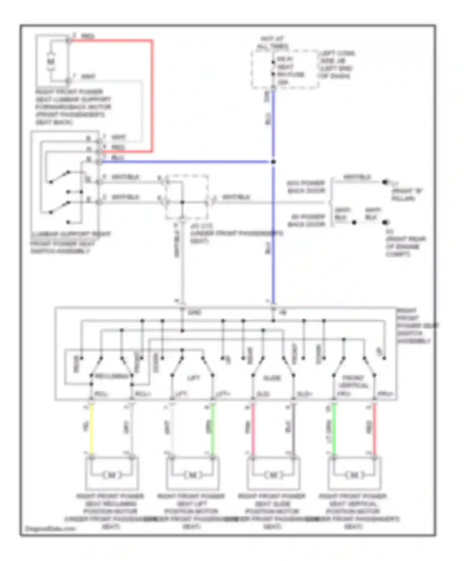 LX Lexus J200 (2007-2012): Passenger power seat circuit