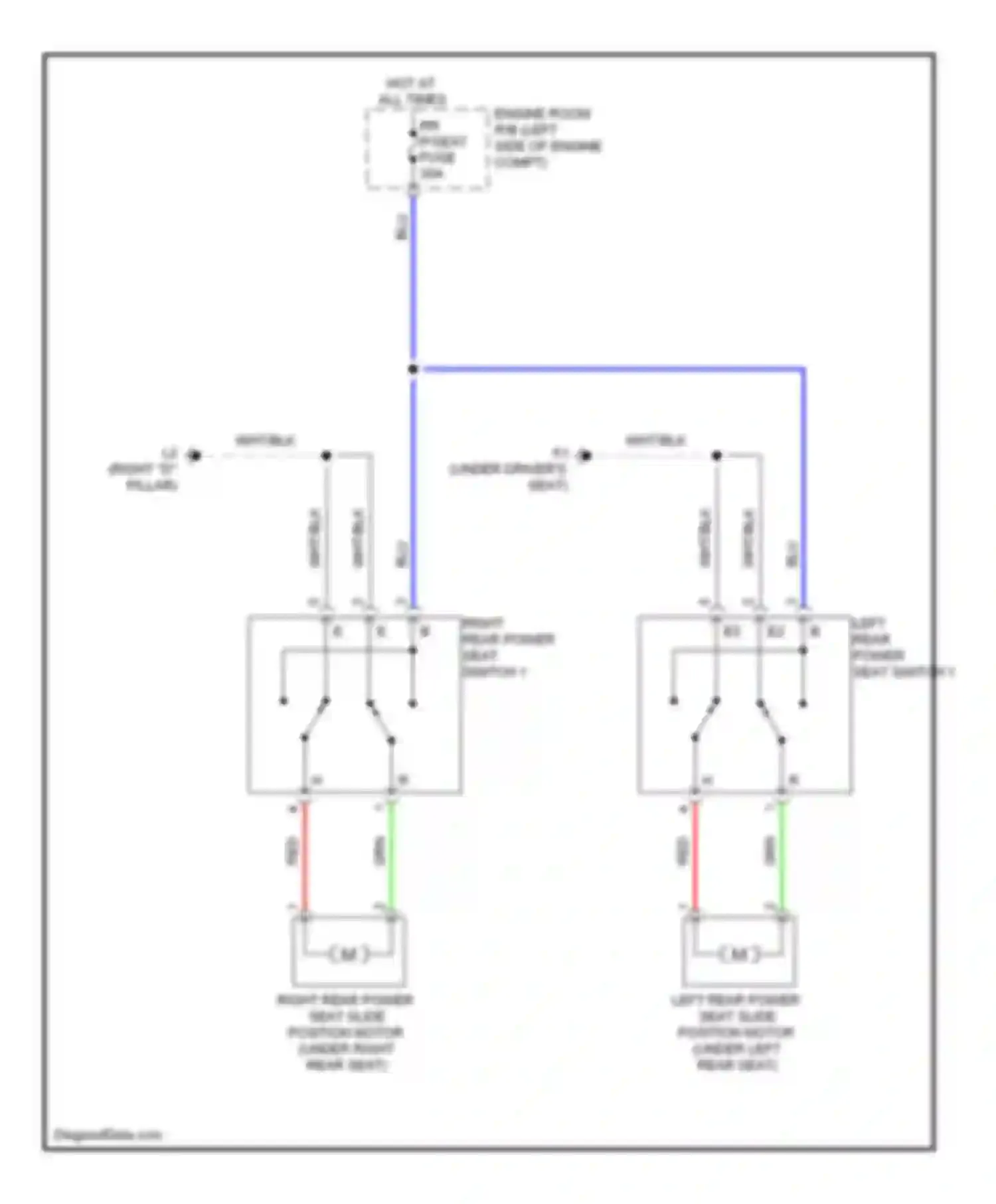 LX Lexus J200 (2007-2012): Rear power seat circuit