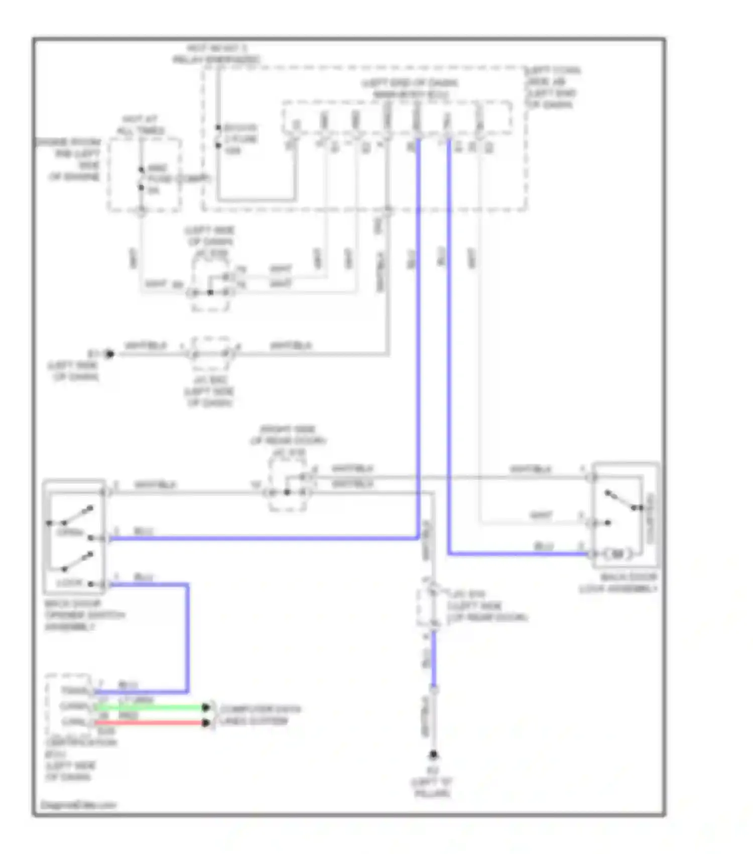 LX Lexus J200 (2007-2012): Tailgate release circuit