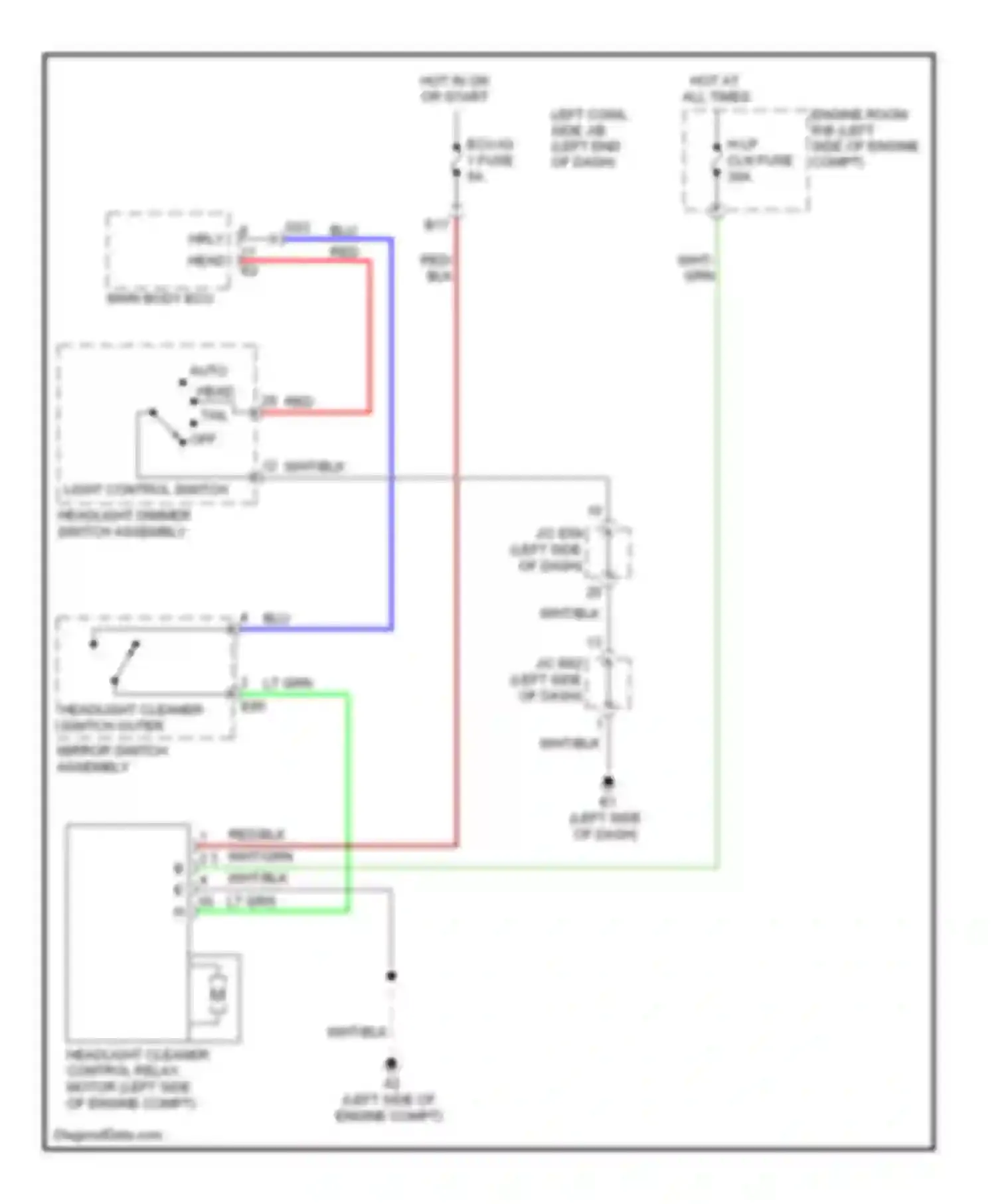 LX Lexus J200 (2007-2012): Headlamp washer circuit