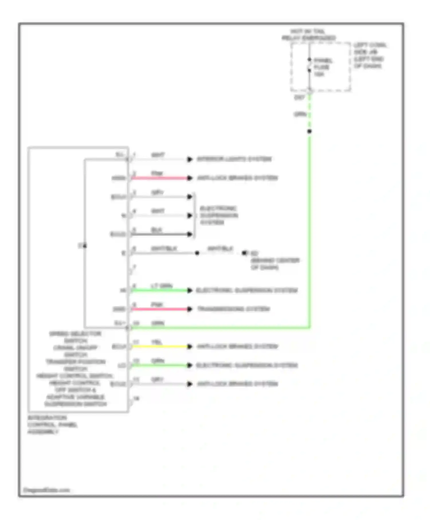 Wiring diagram hot w/ tail relay energized for Lexus LX J200 (2007-2012) (1 of 1)