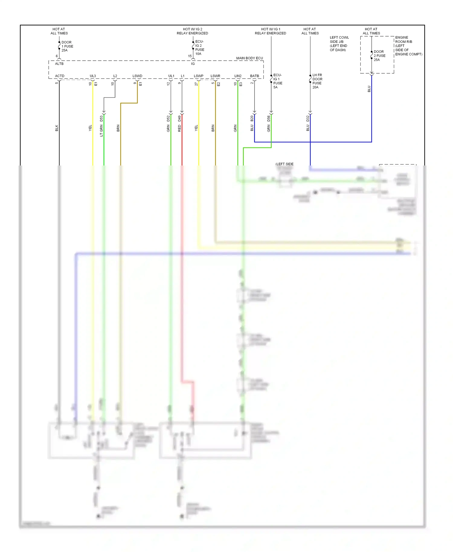 Lexus LX J200 (2007-2012) multiplex network wiring diagram  (1 of 2)