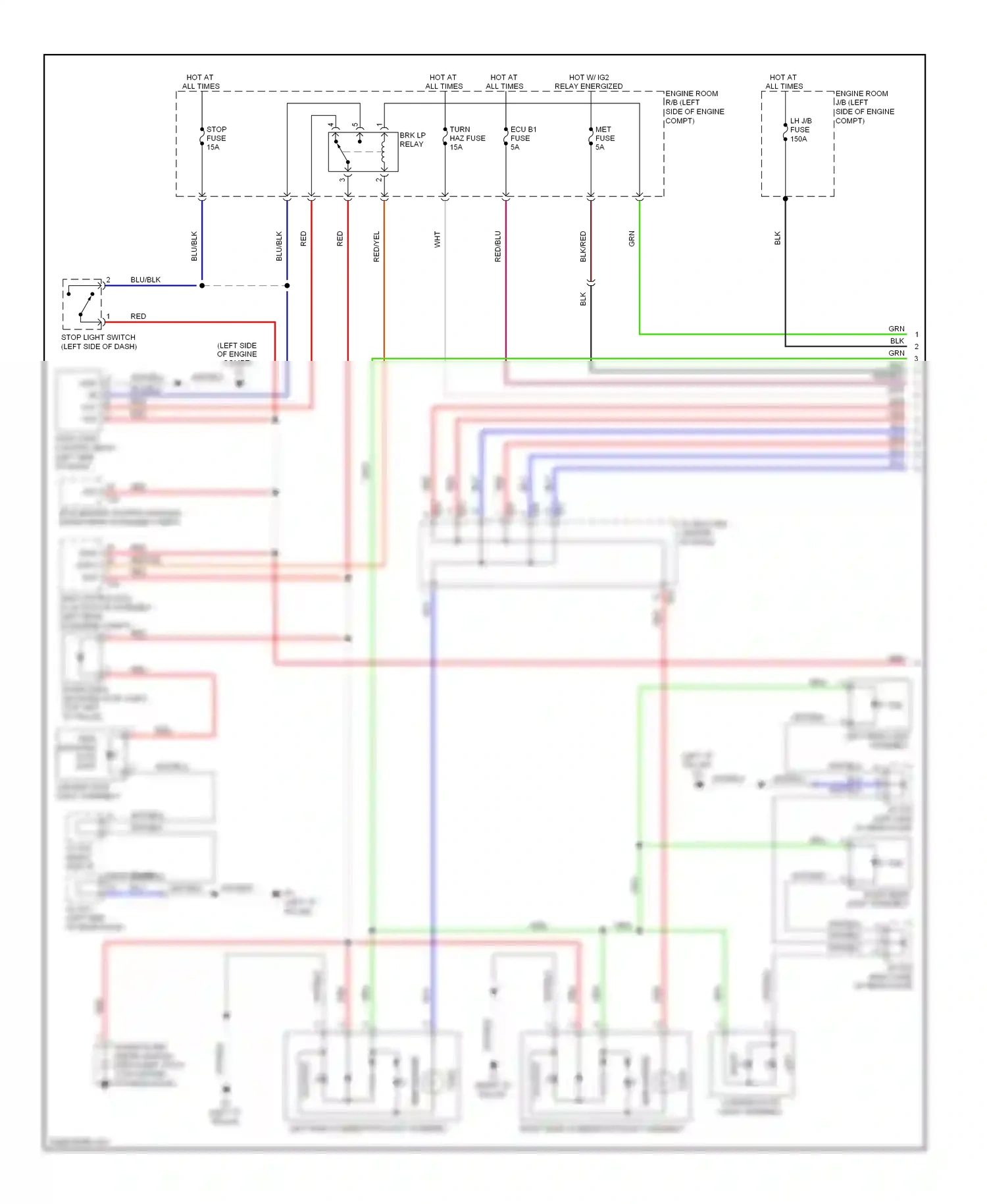 Lexus LX J200 (2007-2012) tail/stop wiring diagram  (1 of 1)