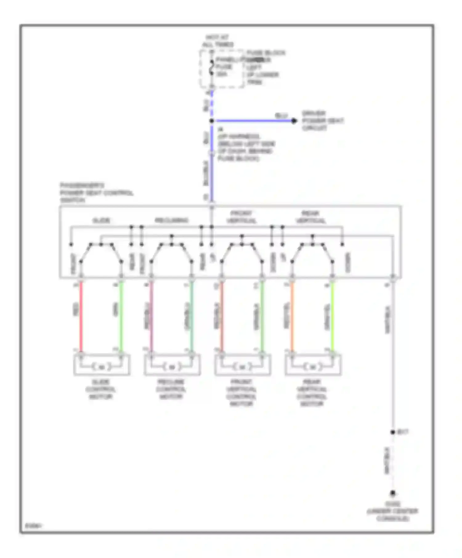 LX Lexus J80 (1995-1997): Passenger power seat circuit