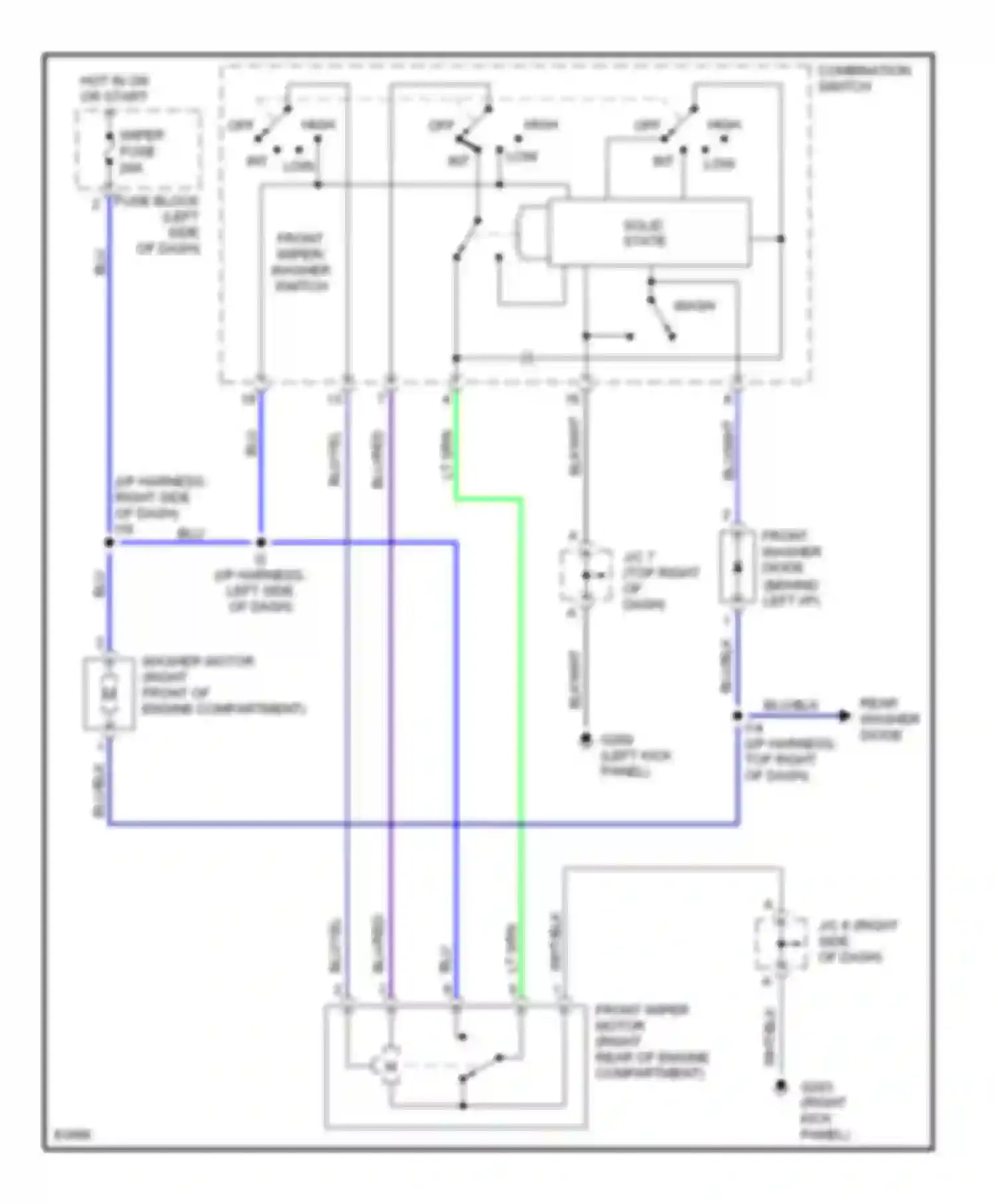 LX Lexus J80 (1995-1997): Front wiper/washer circuit