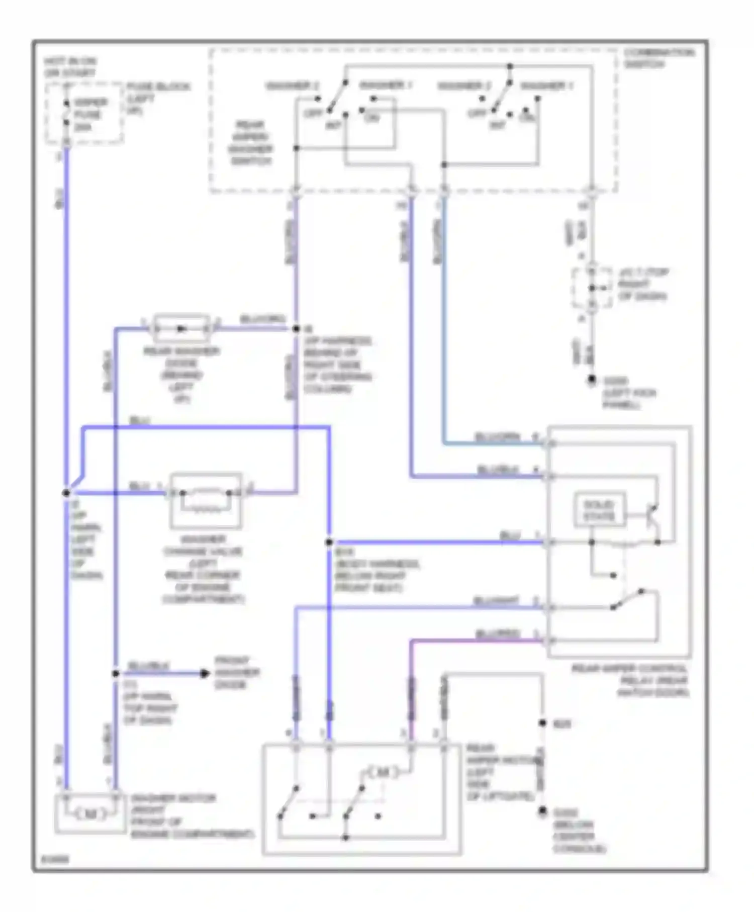 LX Lexus J80 (1995-1997): Rear wiper/washer circuit
