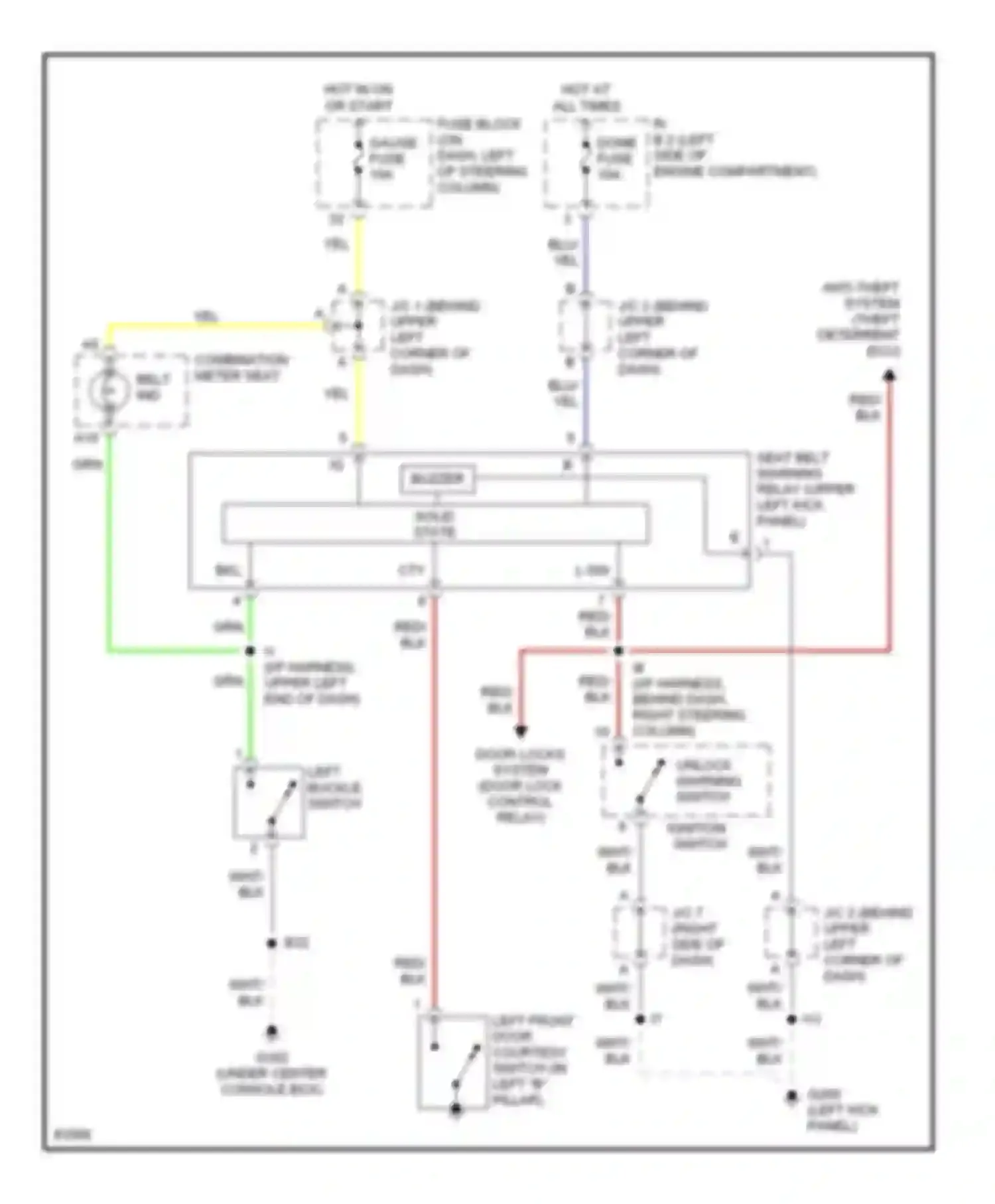 Wiring diagram combination meter seat belt ind for Lexus LX J80 (1995-1997) (1 of 1)