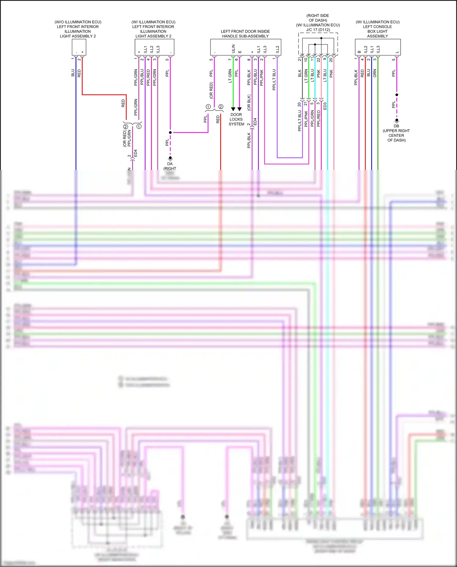 Wiring diagram left console box light assembly for Lexus NX AZ20 (2021-2024) (1 of 2)