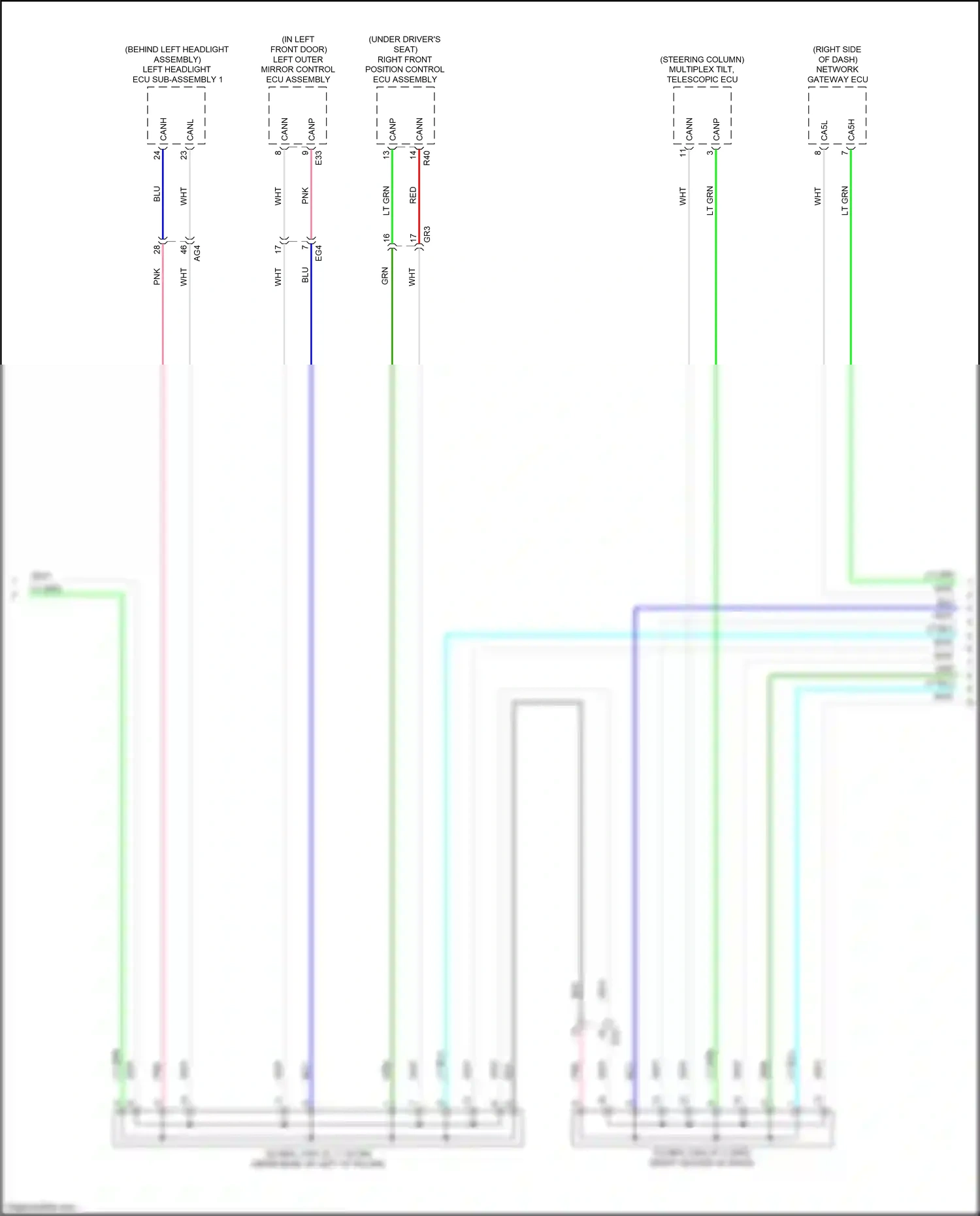Wiring diagram left outer mirror control ecu assembly for Lexus NX AZ20 (2021-2024) (2 of 14)
