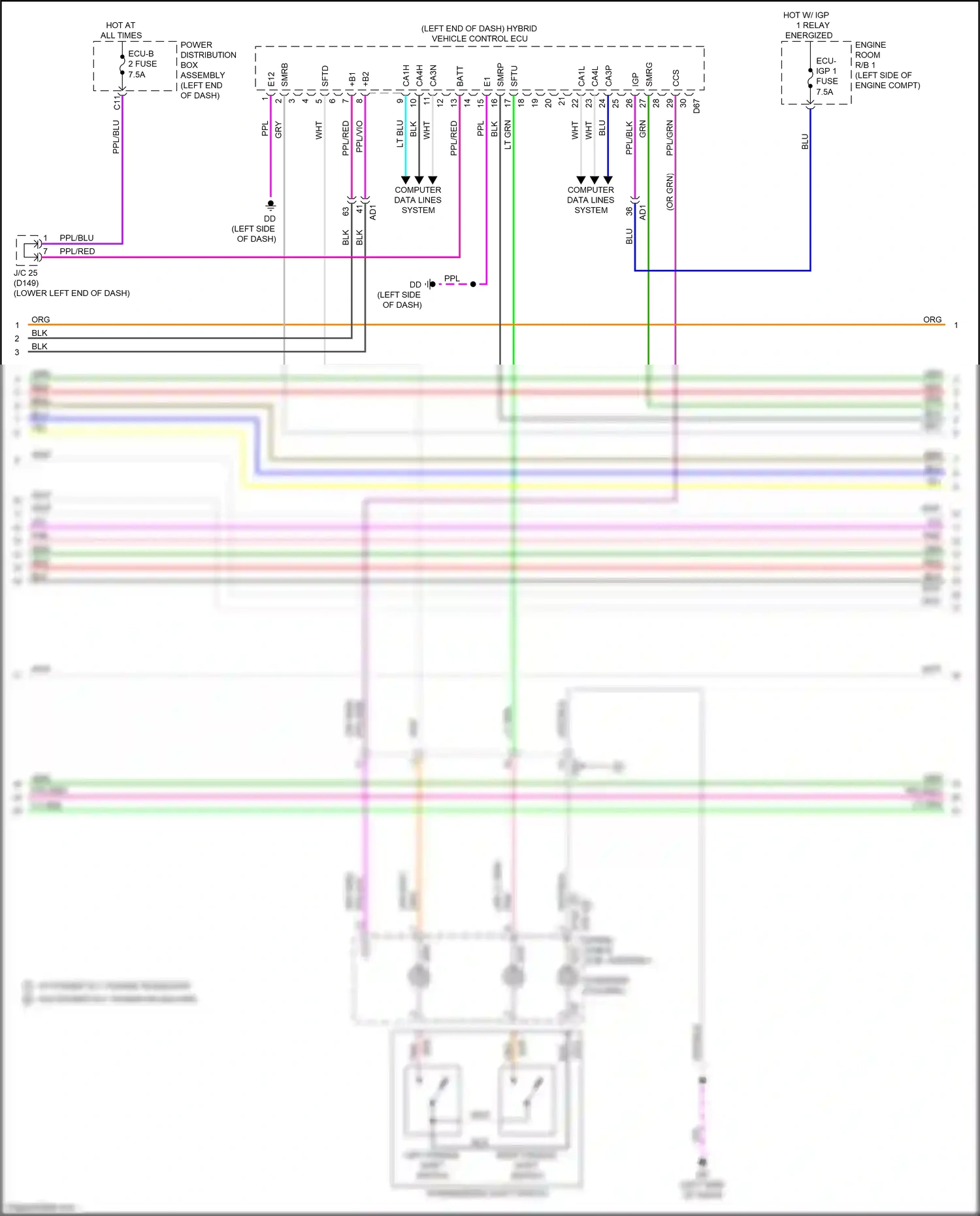Wiring diagram left paddle shift switch for Lexus NX AZ20 (2021-2024) (2 of 2)