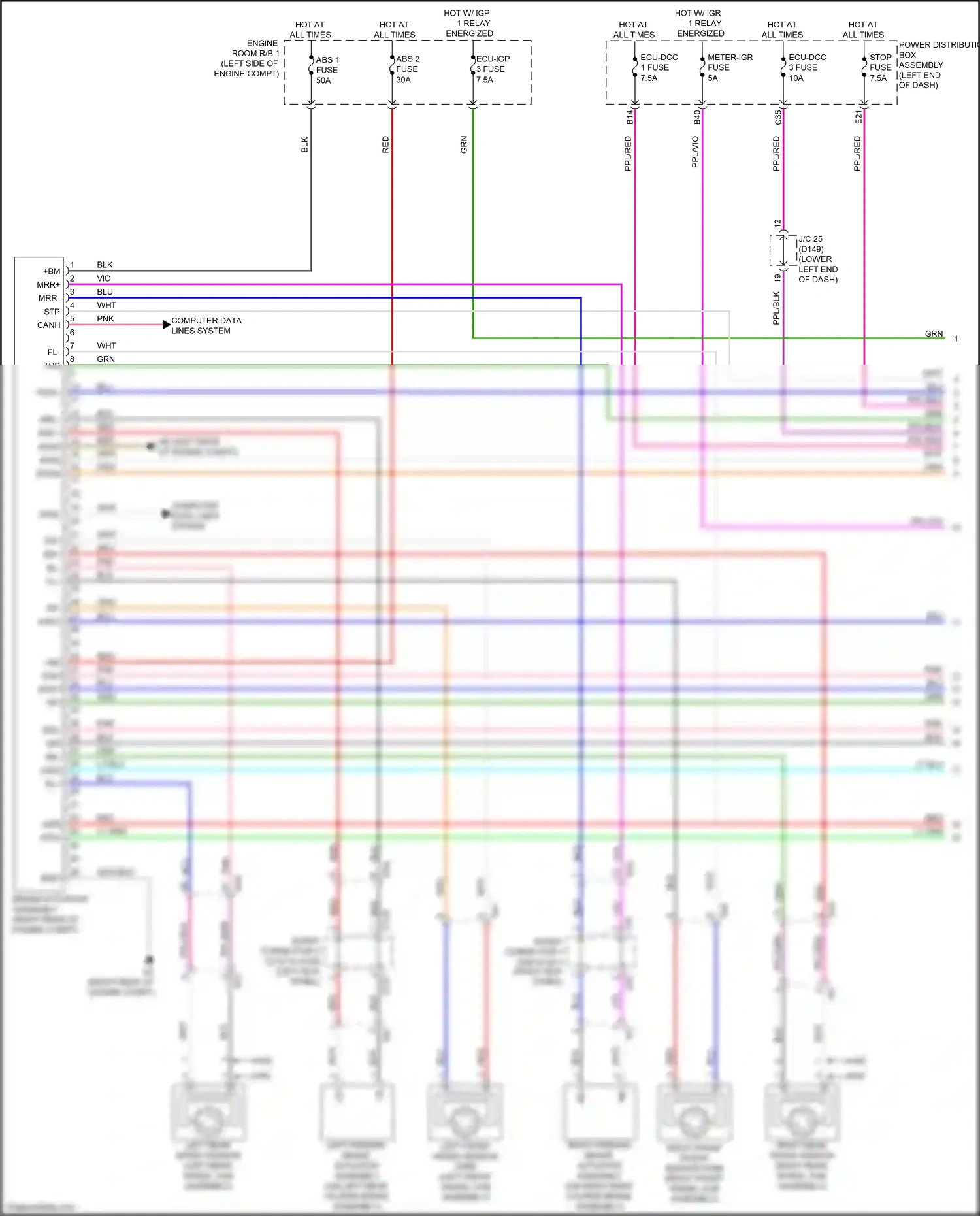 Wiring diagram left rear speed sensor for Lexus NX AZ20 (2021-2024) (1 of 5)