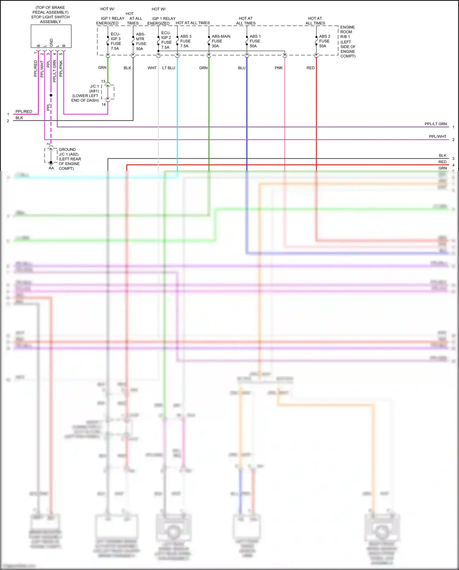 Wiring diagram left rear speed sensor for Lexus NX AZ20 (2021-2024) (3 of 5)