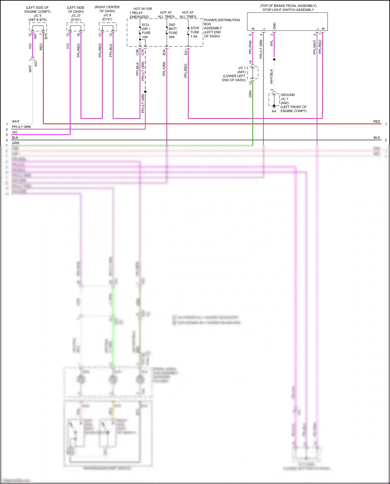 Wiring diagram left side shift down switch for Lexus NX AZ20 (2021-2024) (2 of 3)