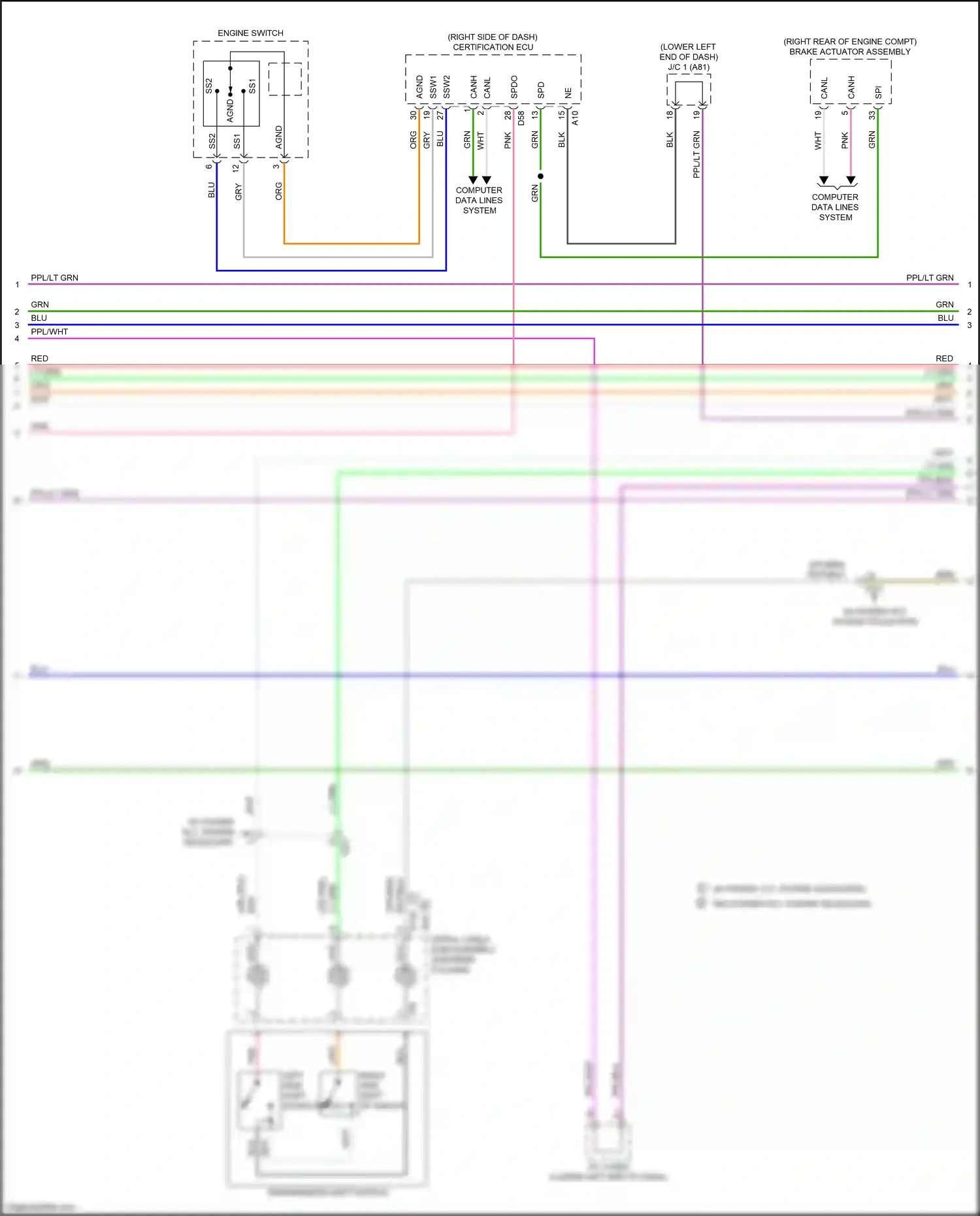 Wiring diagram left side shift down switch for Lexus NX AZ20 (2021-2024) (3 of 3)